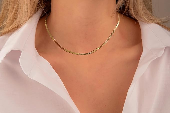 Collana A Catena A Serpente Piatta In Argento Sterling / Collana - Foto 4