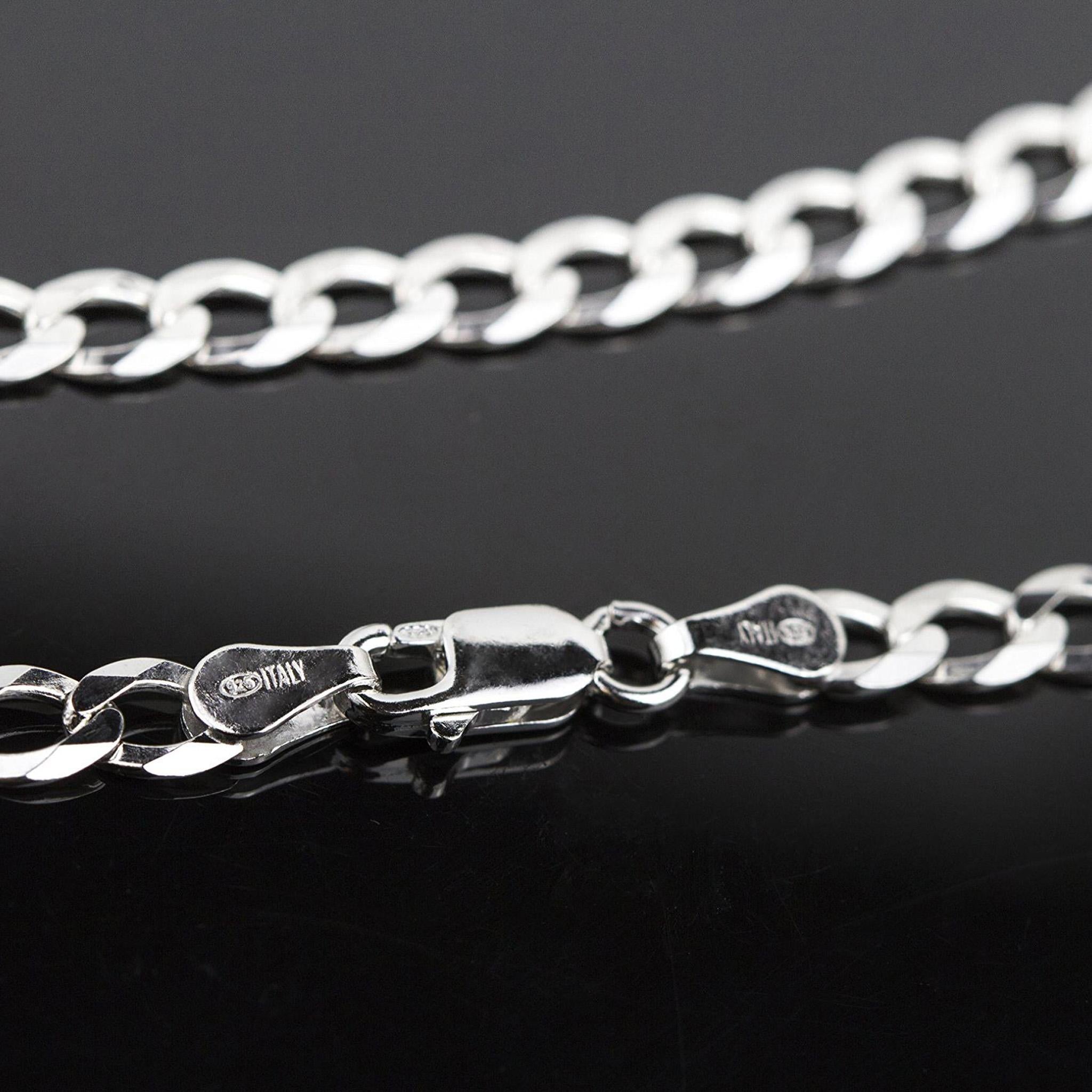 Catena Maglia Groumette Piatta 4 mm in Argento 925 Rodiato