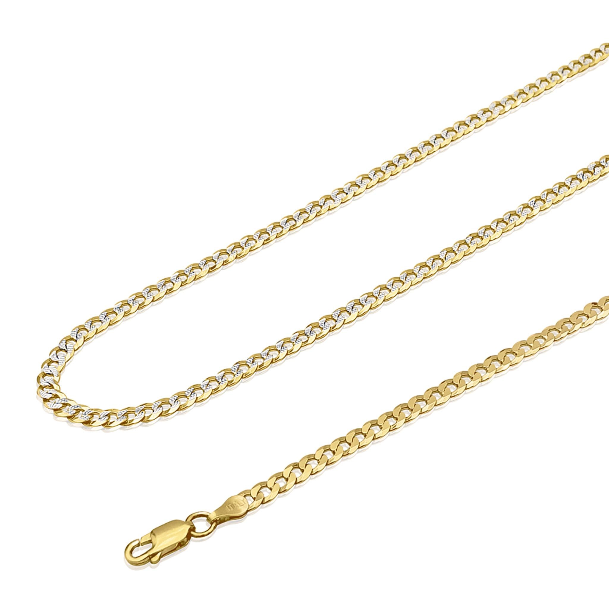 4mm Cuban Link Chain in 925 Silver Plated in 18K Two-Tone Gold