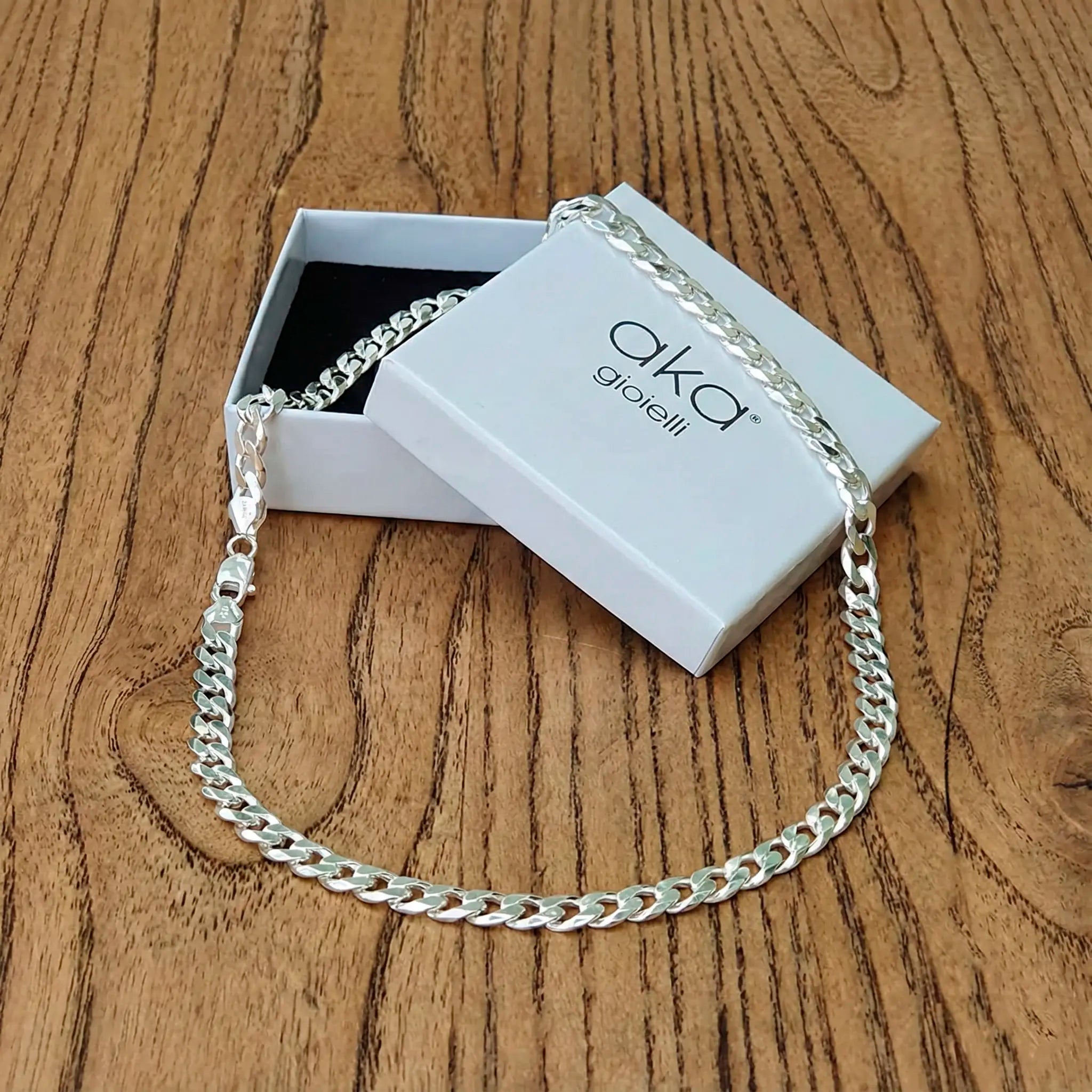 Collana Catena Maglia Cubana 7 mm in Argento 925 - Aka Gioielli