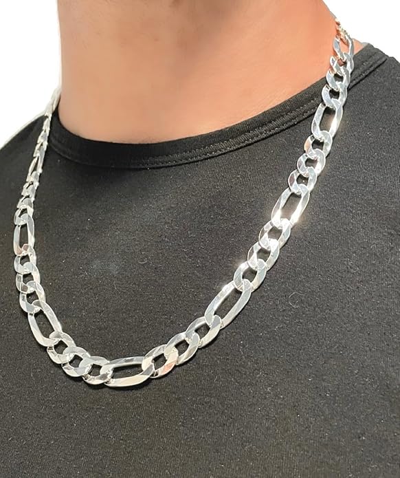 11mm Figaro Link Chain in 925 Silver