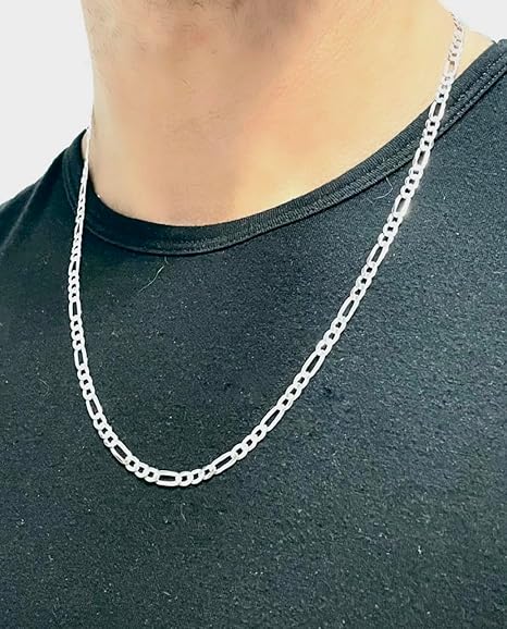4.5mm Figaro Link Chain in Rhodium-Plated 925 Silver