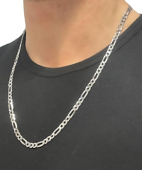 5.5mm Figaro Chain in Rhodium-Plated 925 Silver