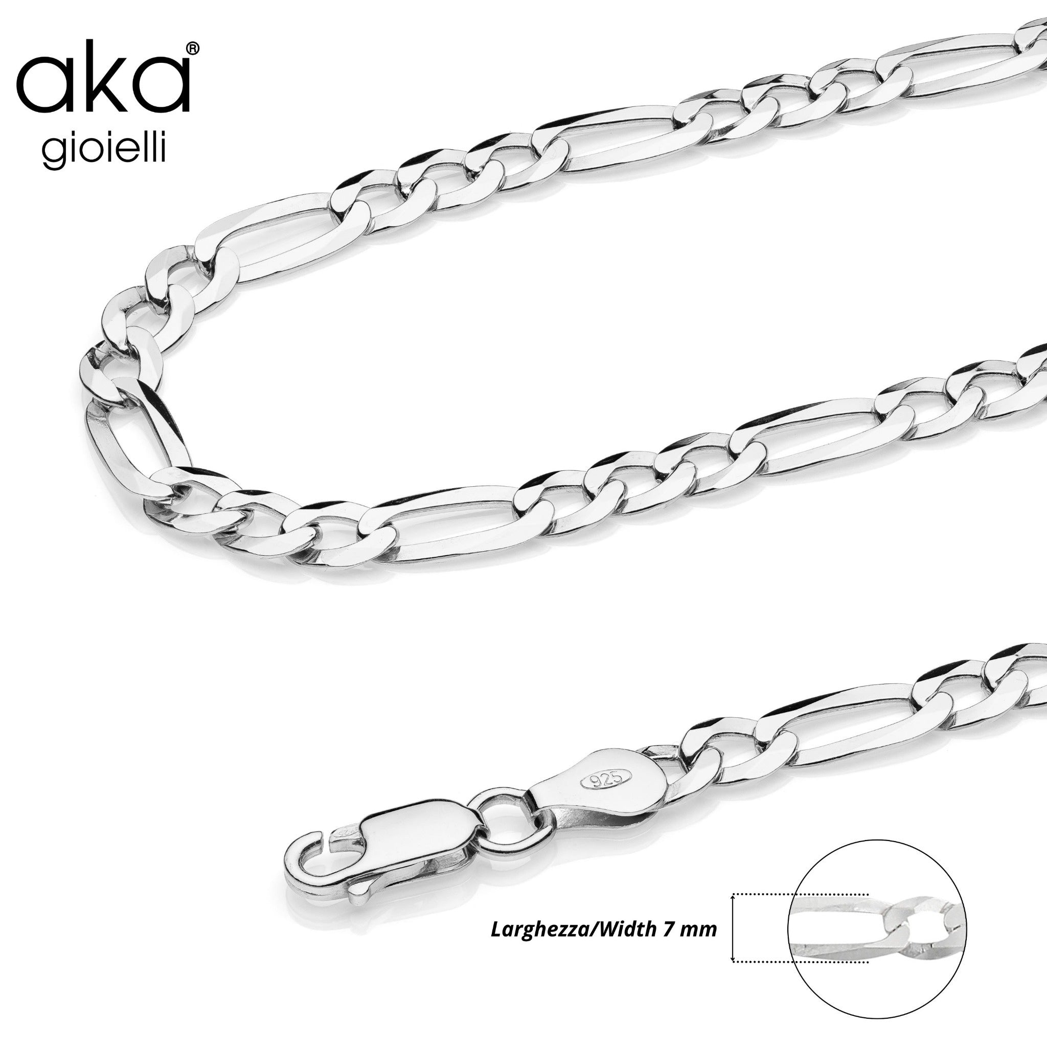 Catena Maglia Figaro 7 mm in Argento 925