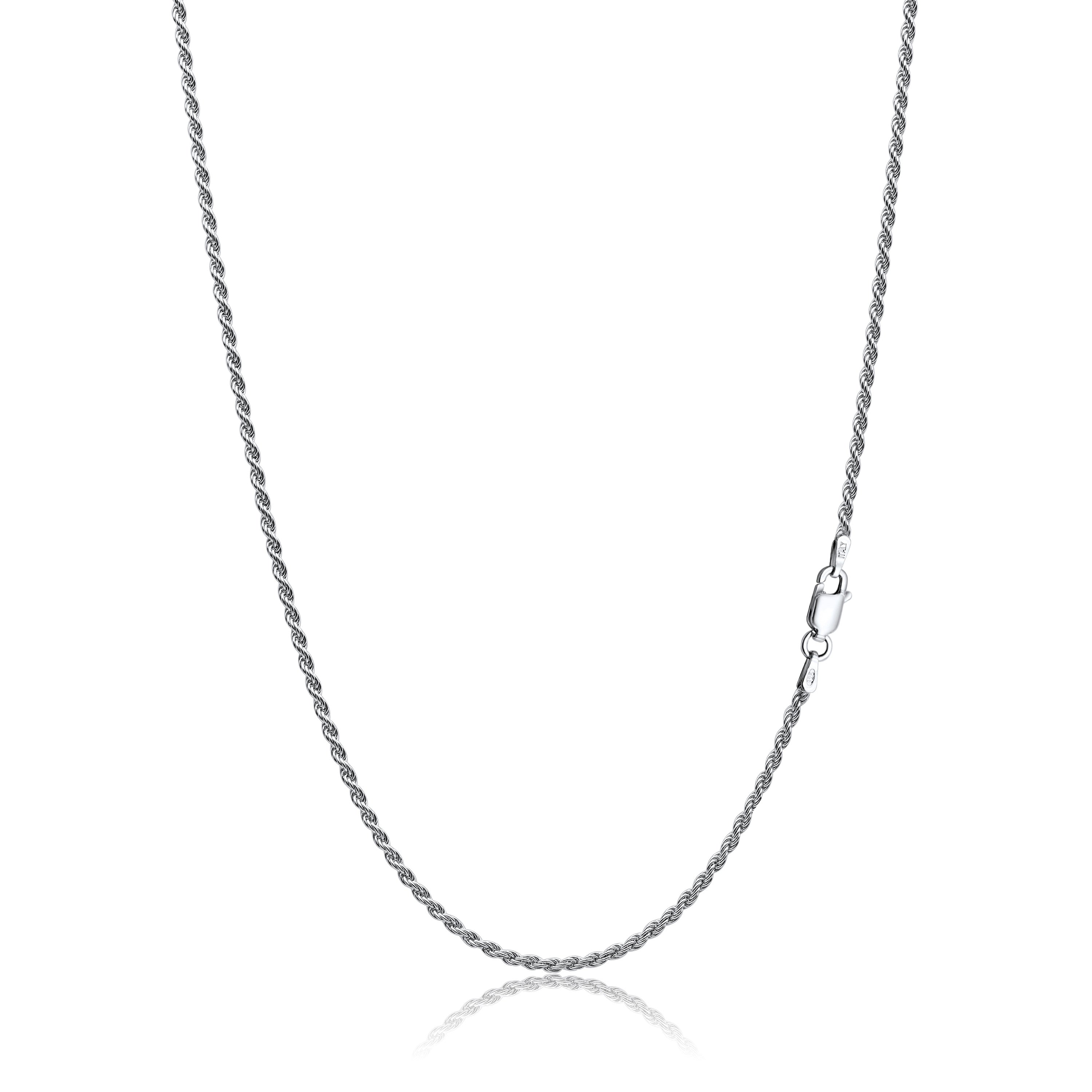 2mm Rope Chain in Rhodium-Plated 925 Silver