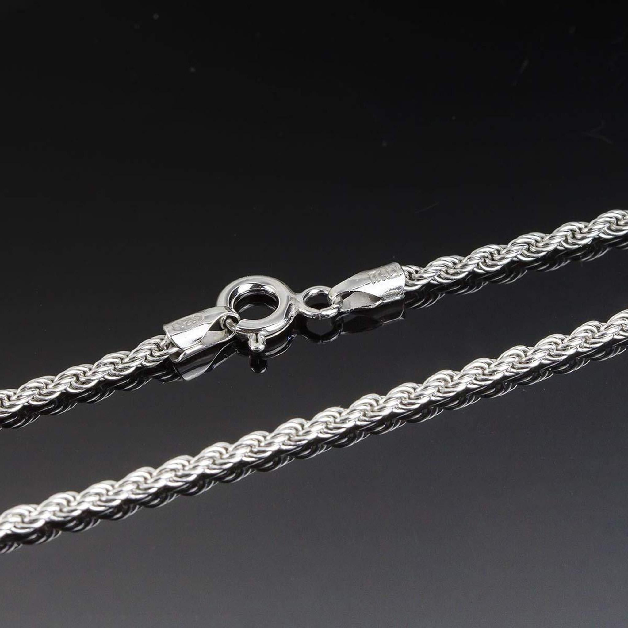 2mm Rope Chain in Rhodium-Plated 925 Silver