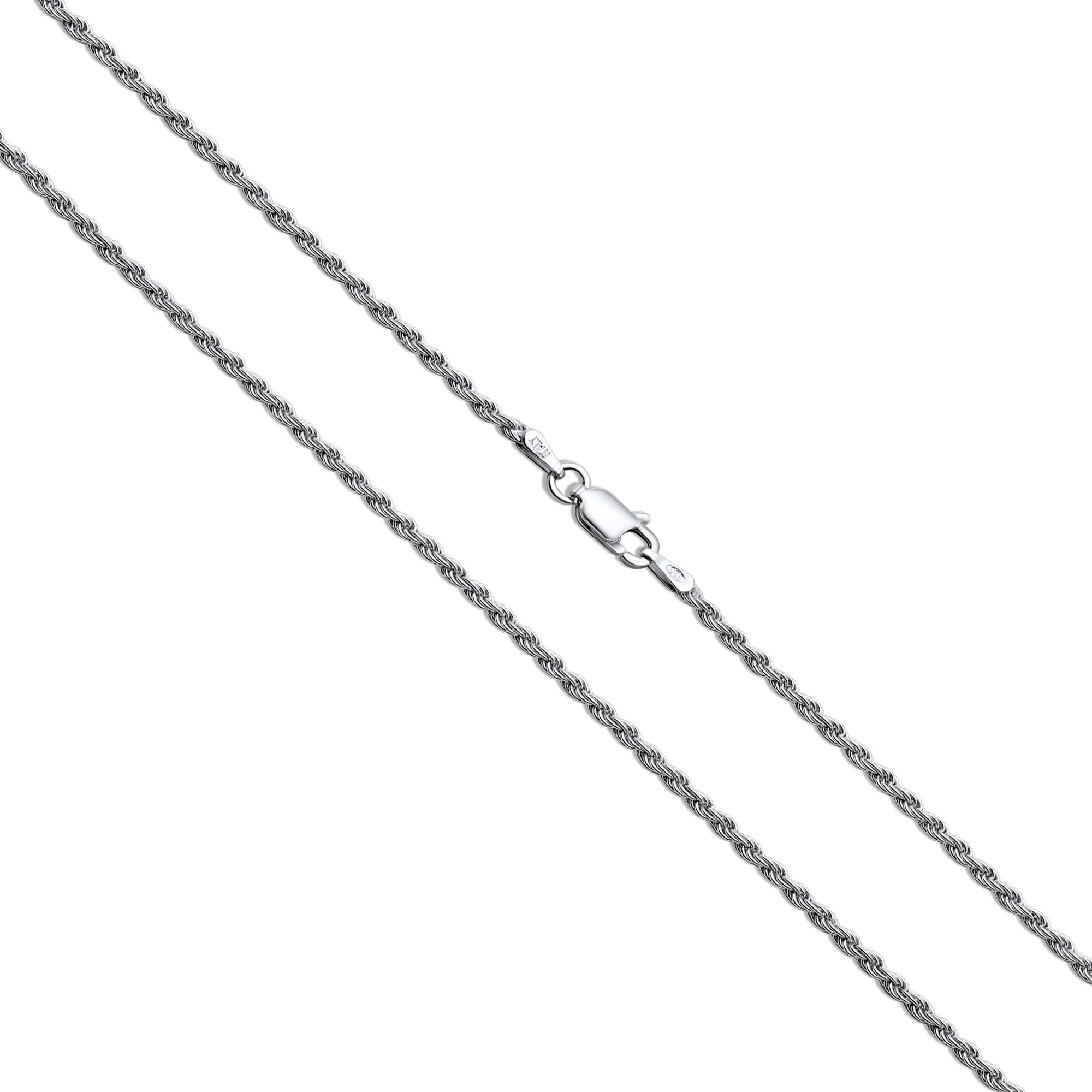 2mm Rope Chain in Rhodium-Plated 925 Silver