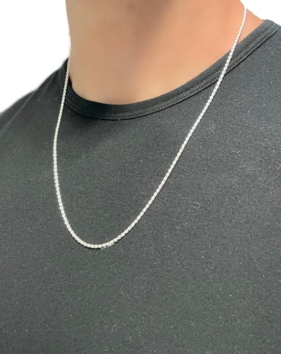 2mm Rope Chain in Rhodium-Plated 925 Silver