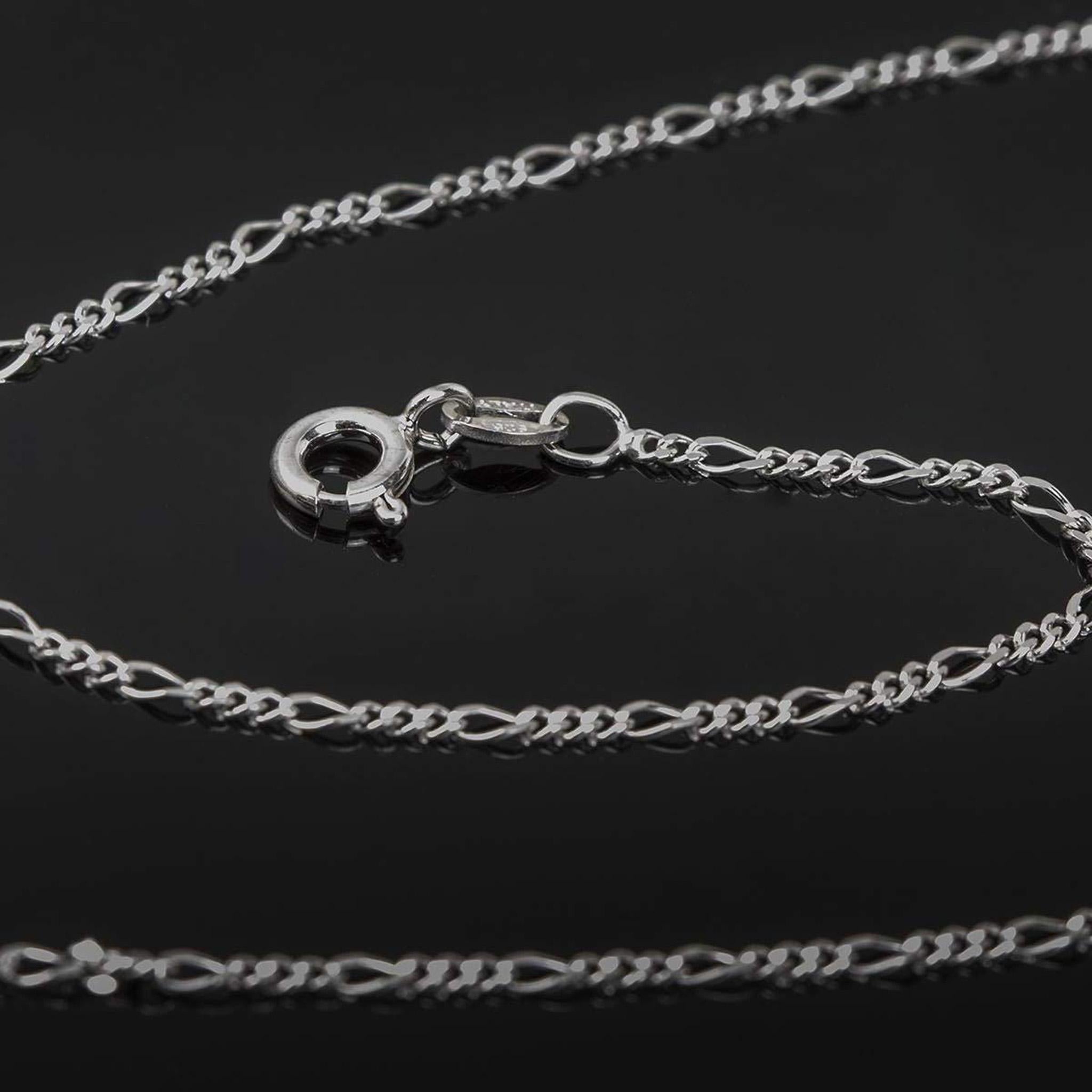 1.7mm Figaro Chain in Rhodium-Plated 925 Silver