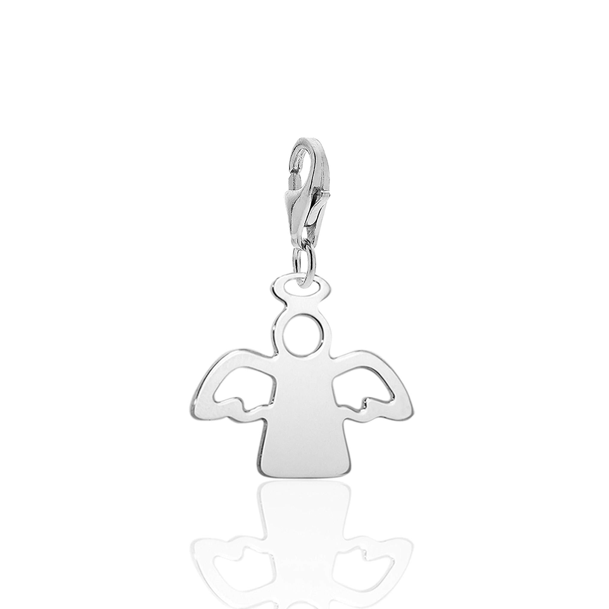 925 Rhodium Silver Angel Charm Pendant