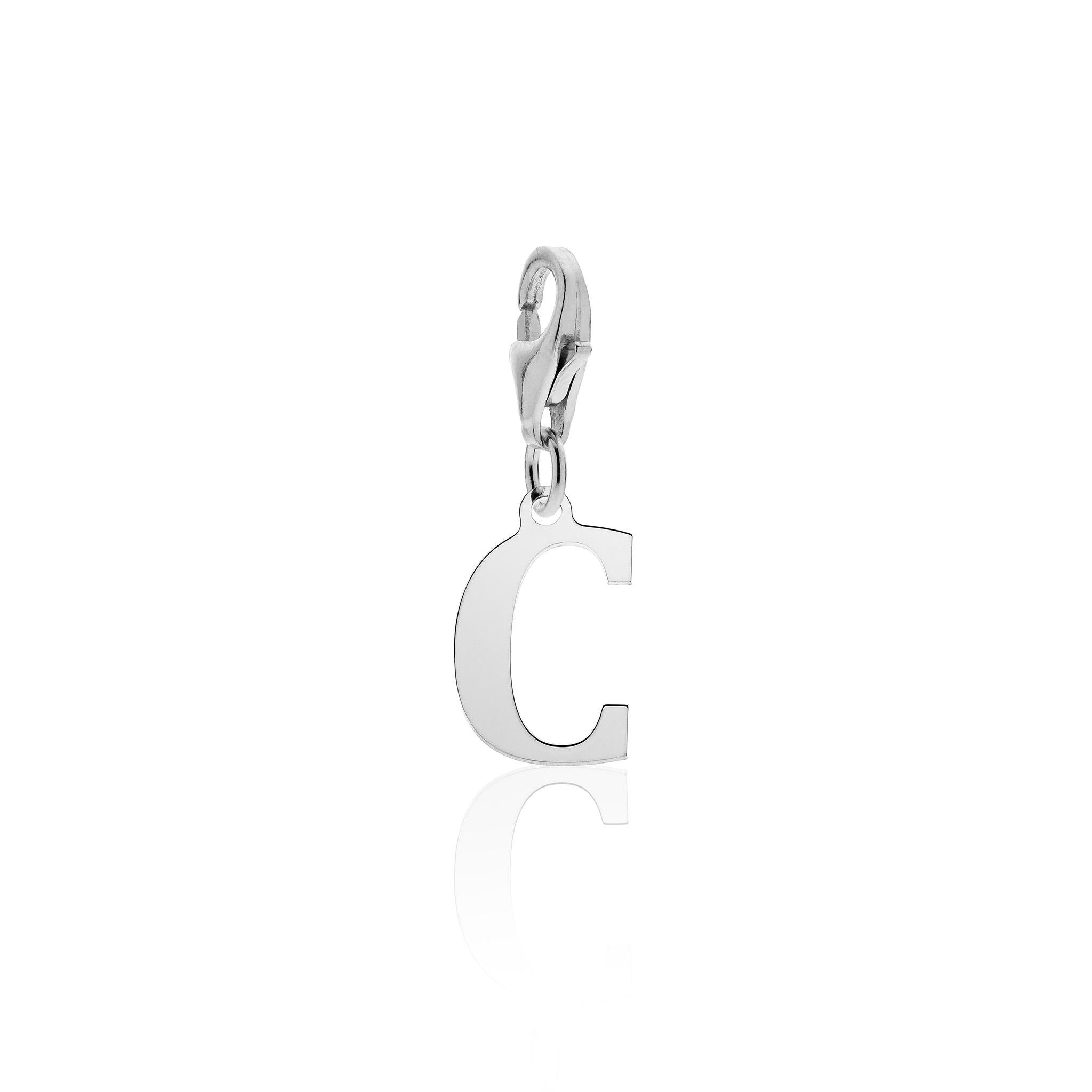 Rhodium Plated 925 Silver Alphabet Letter Charm Pendant