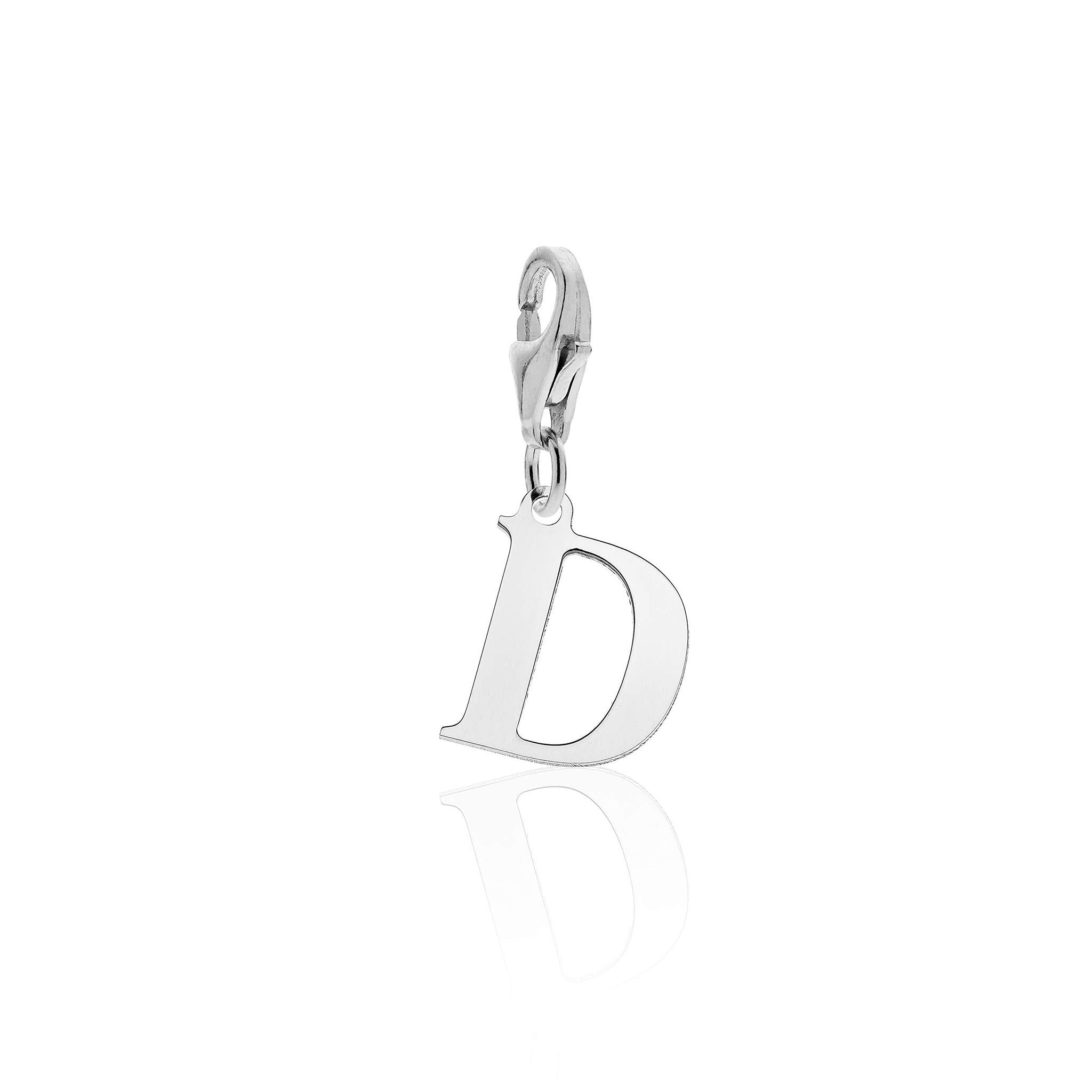 Rhodium Plated 925 Silver Alphabet Letter Charm Pendant