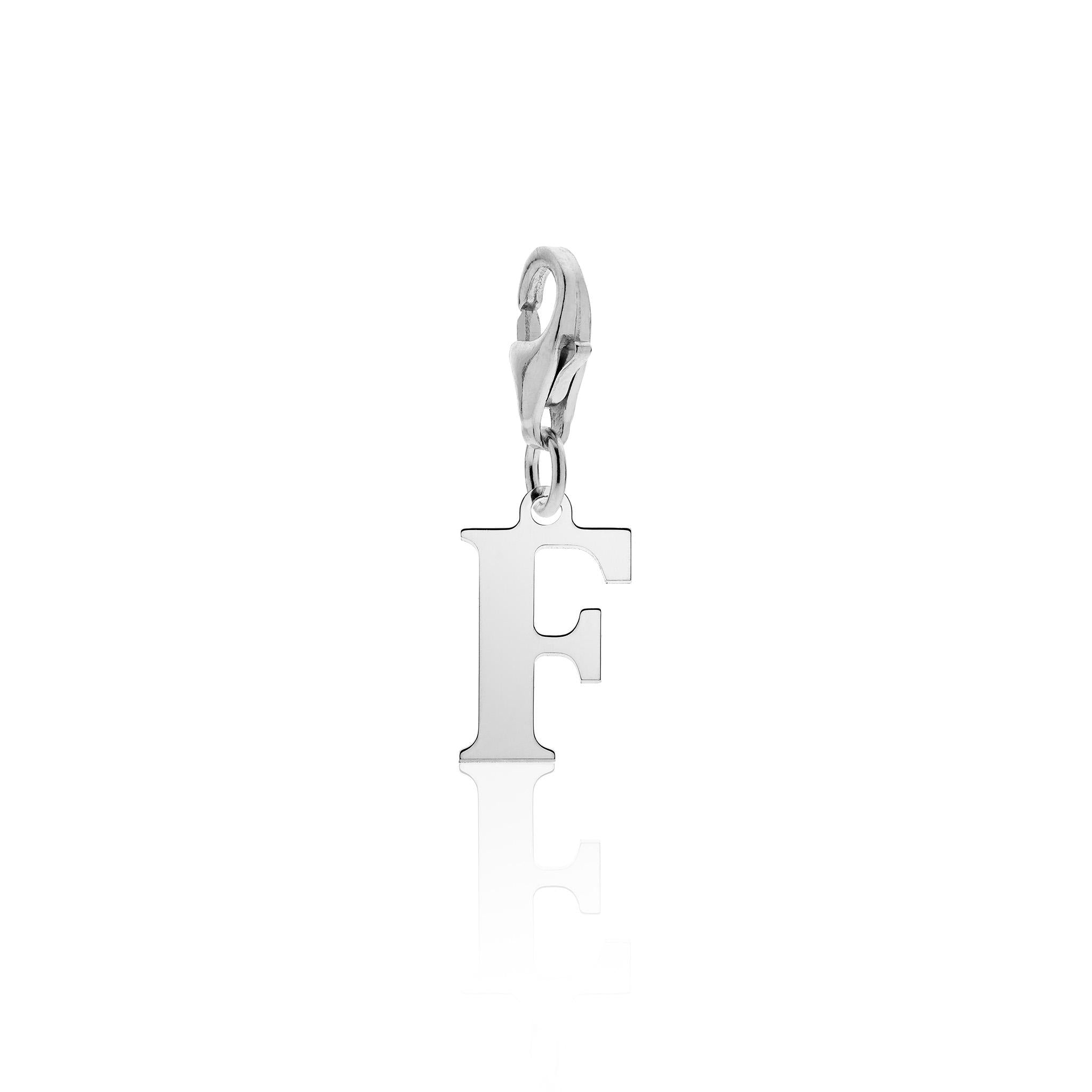 Rhodium Plated 925 Silver Alphabet Letter Charm Pendant