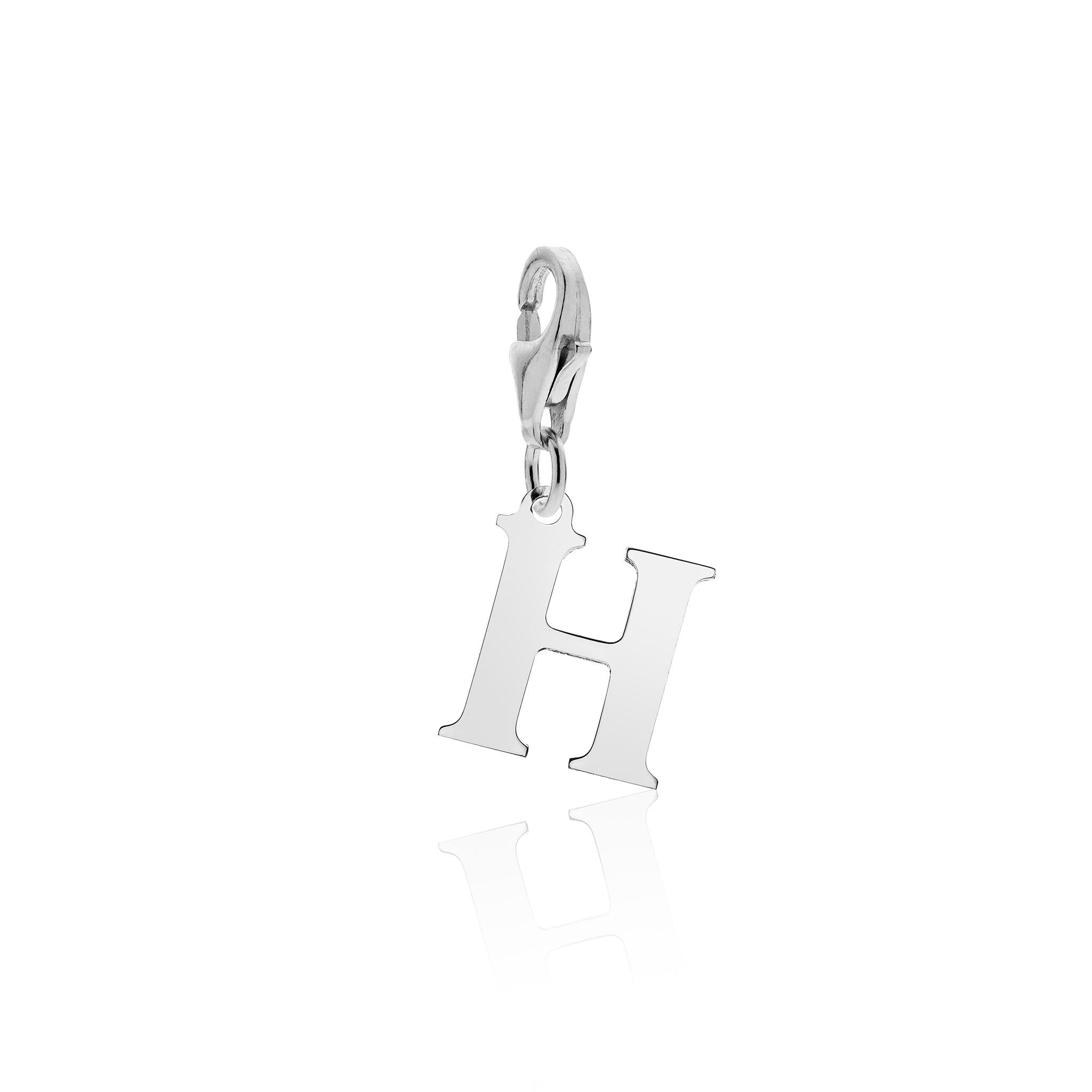 Rhodium Plated 925 Silver Alphabet Letter Charm Pendant