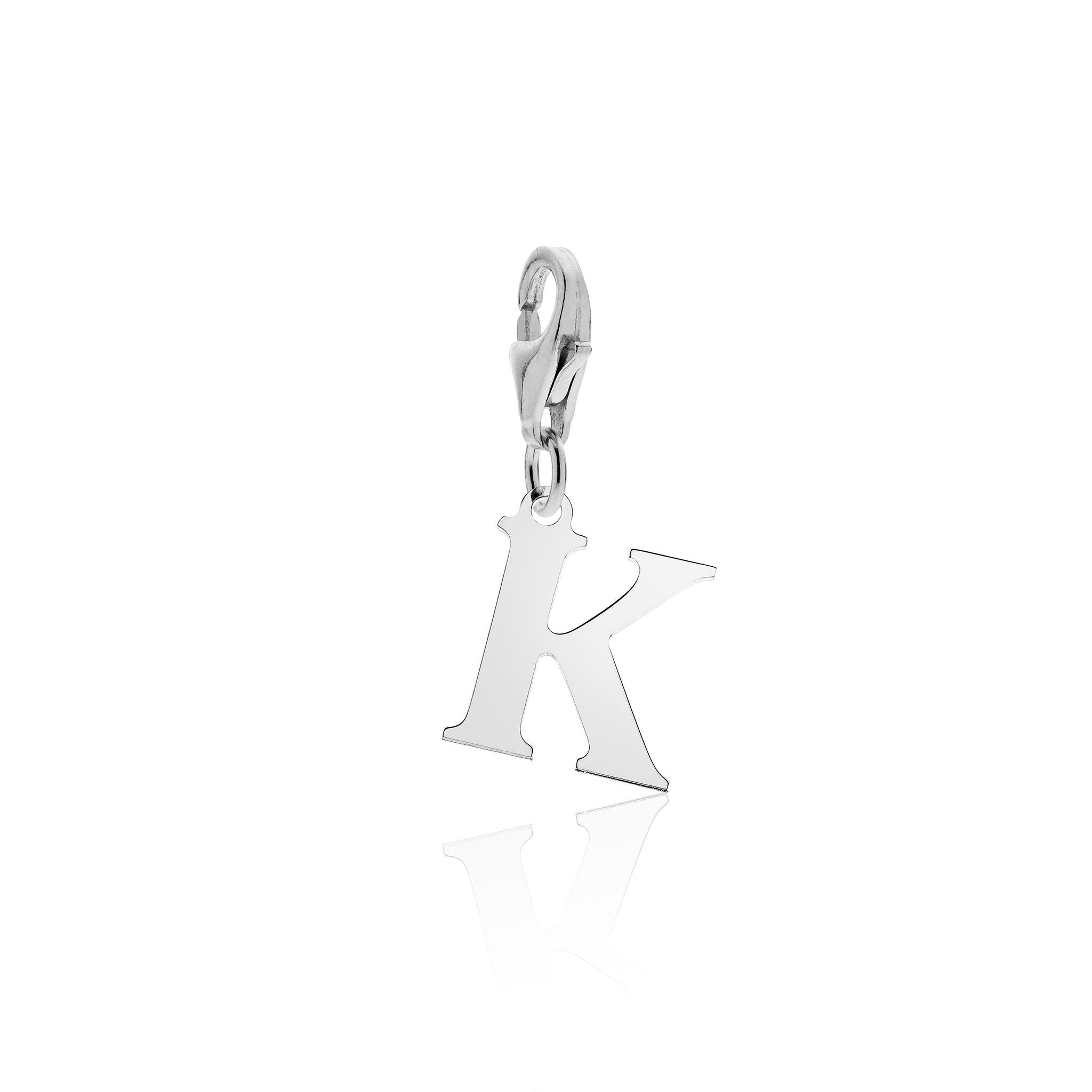 Rhodium Plated 925 Silver Alphabet Letter Charm Pendant
