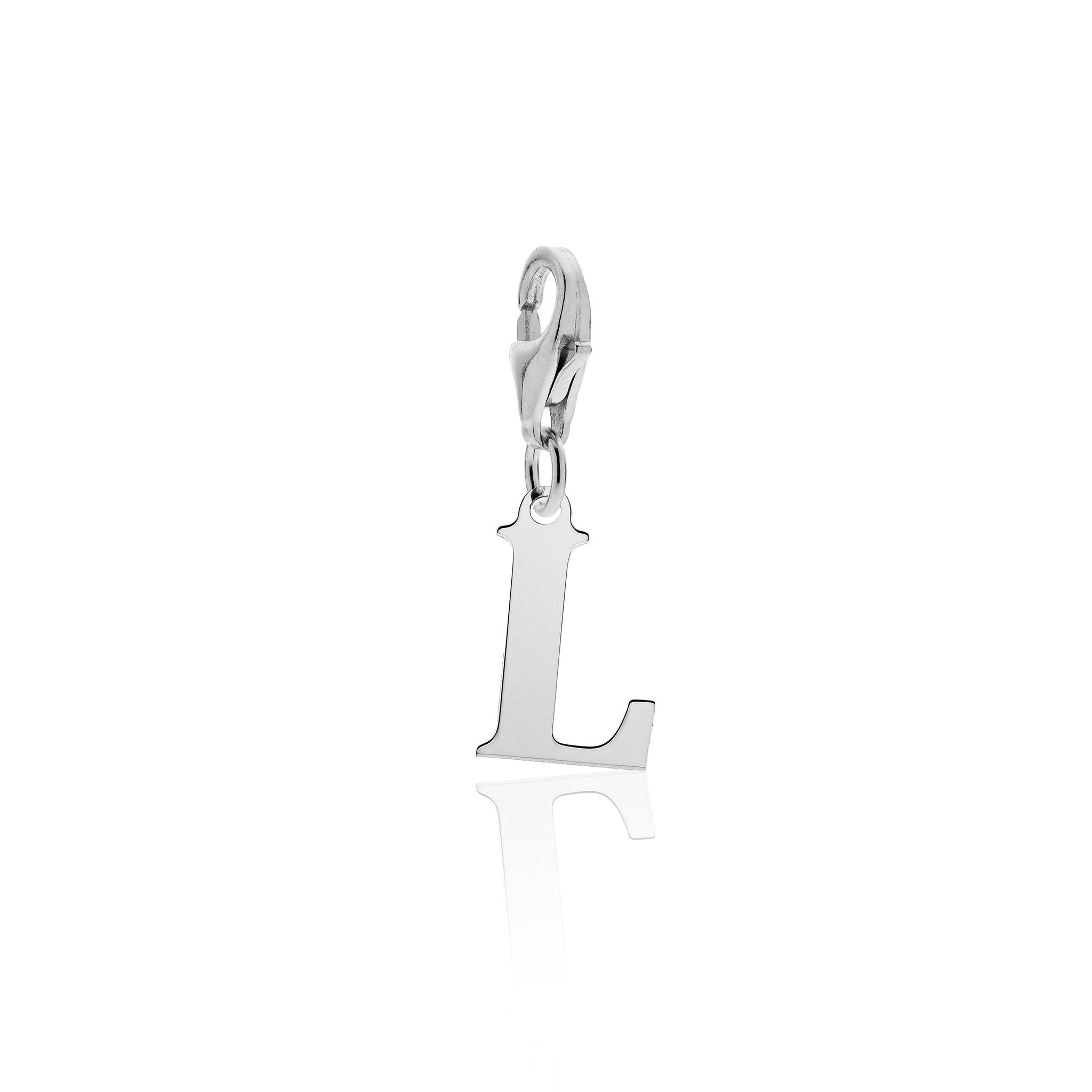 Rhodium Plated 925 Silver Alphabet Letter Charm Pendant