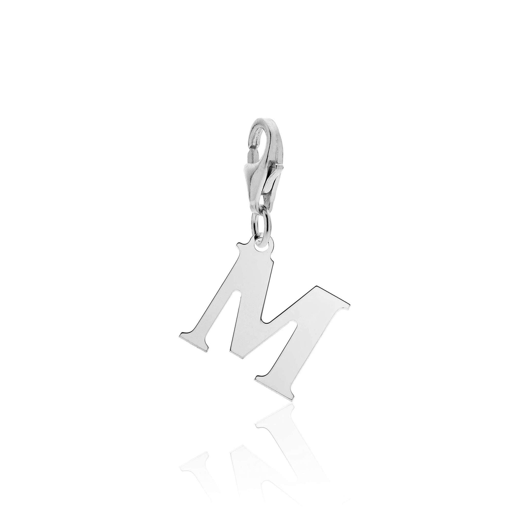 Rhodium Plated 925 Silver Alphabet Letter Charm Pendant