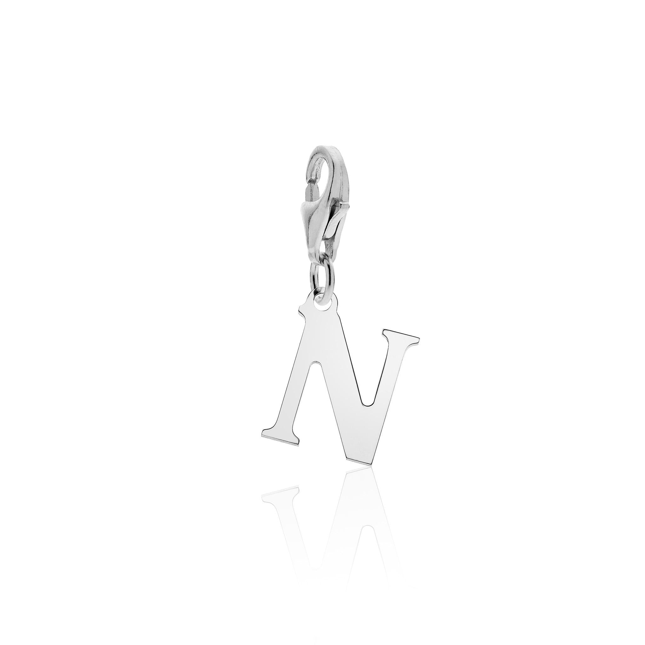 Rhodium Plated 925 Silver Alphabet Letter Charm Pendant