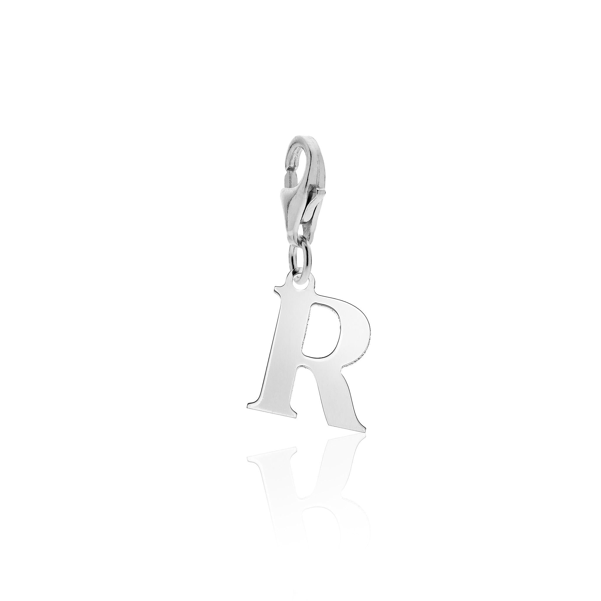 Rhodium Plated 925 Silver Alphabet Letter Charm Pendant