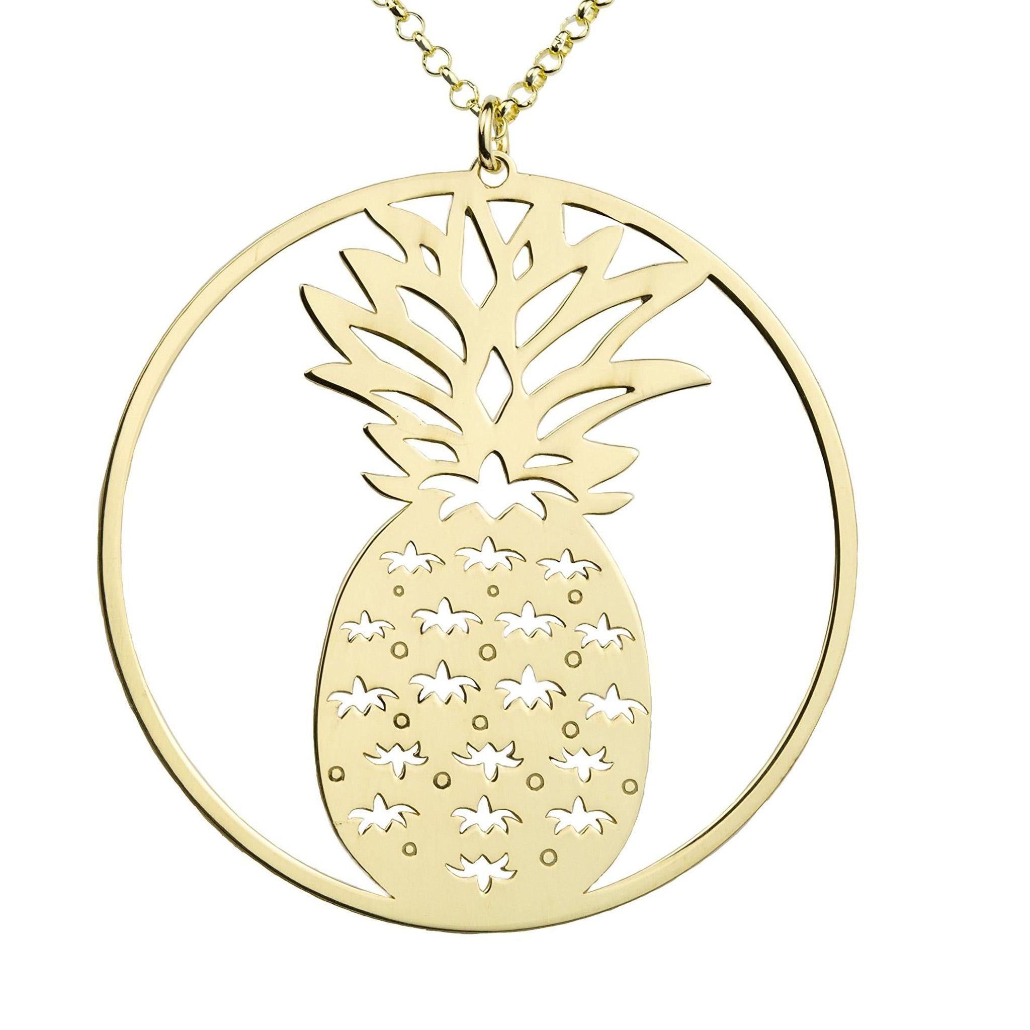 Collana Minimalista Con Ciondolo Ananas Placcato Oro 18K – Gioiello Estate Donna In Argento – Lunghezza 45 Cm