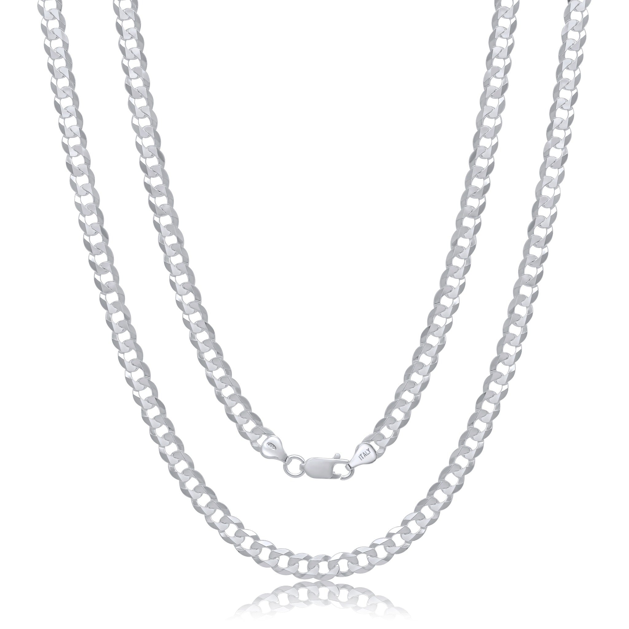 Collana Catena Maglia Cubana 7 mm Unisex in Argento 925