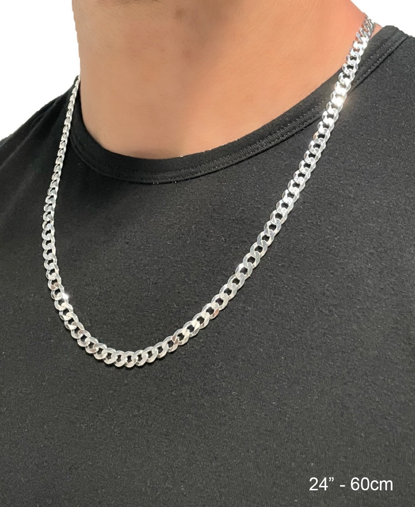 Collana Catena Maglia Cubana 7 mm Unisex in Argento 925