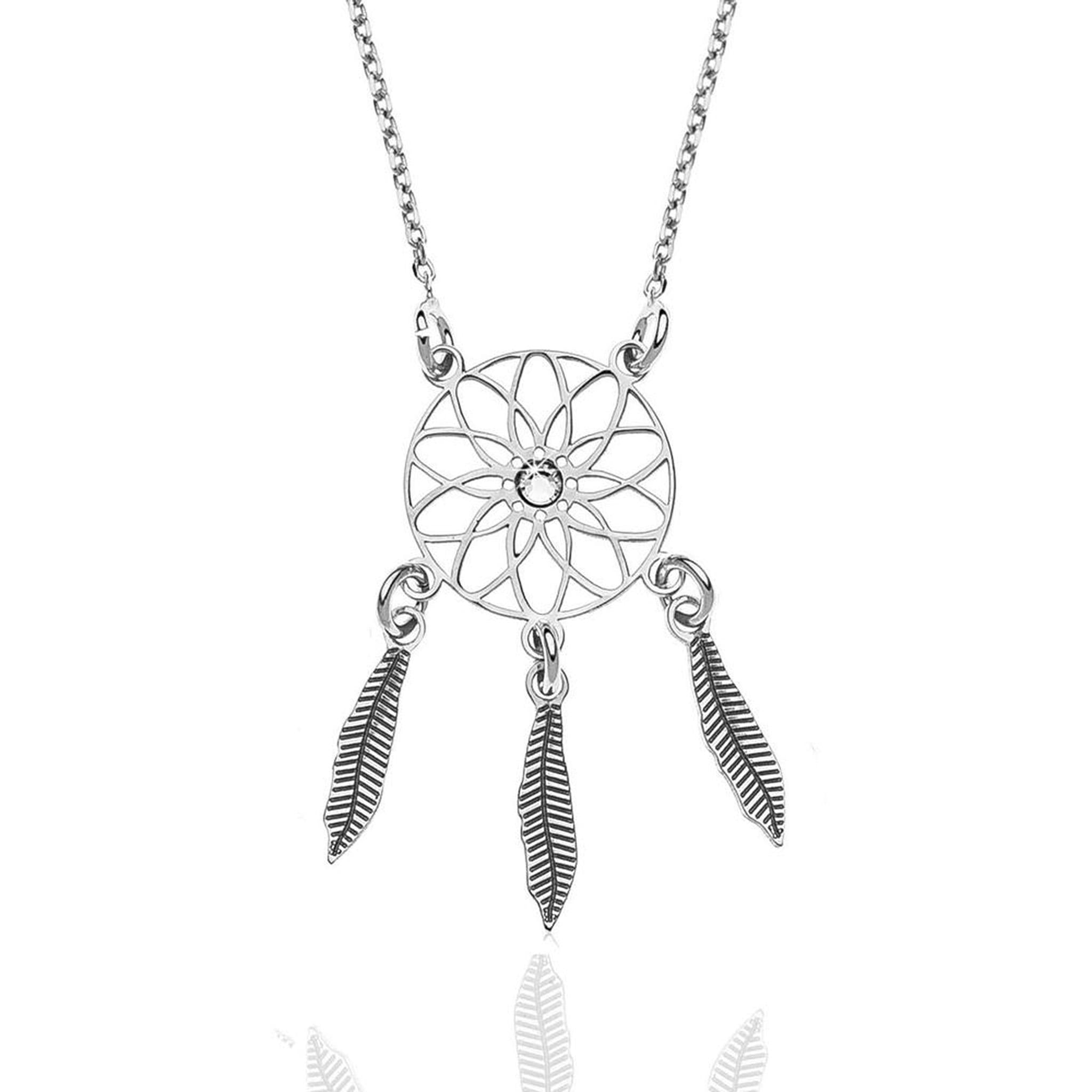 925 Rhodium-Plated Silver Dream Catcher Necklace