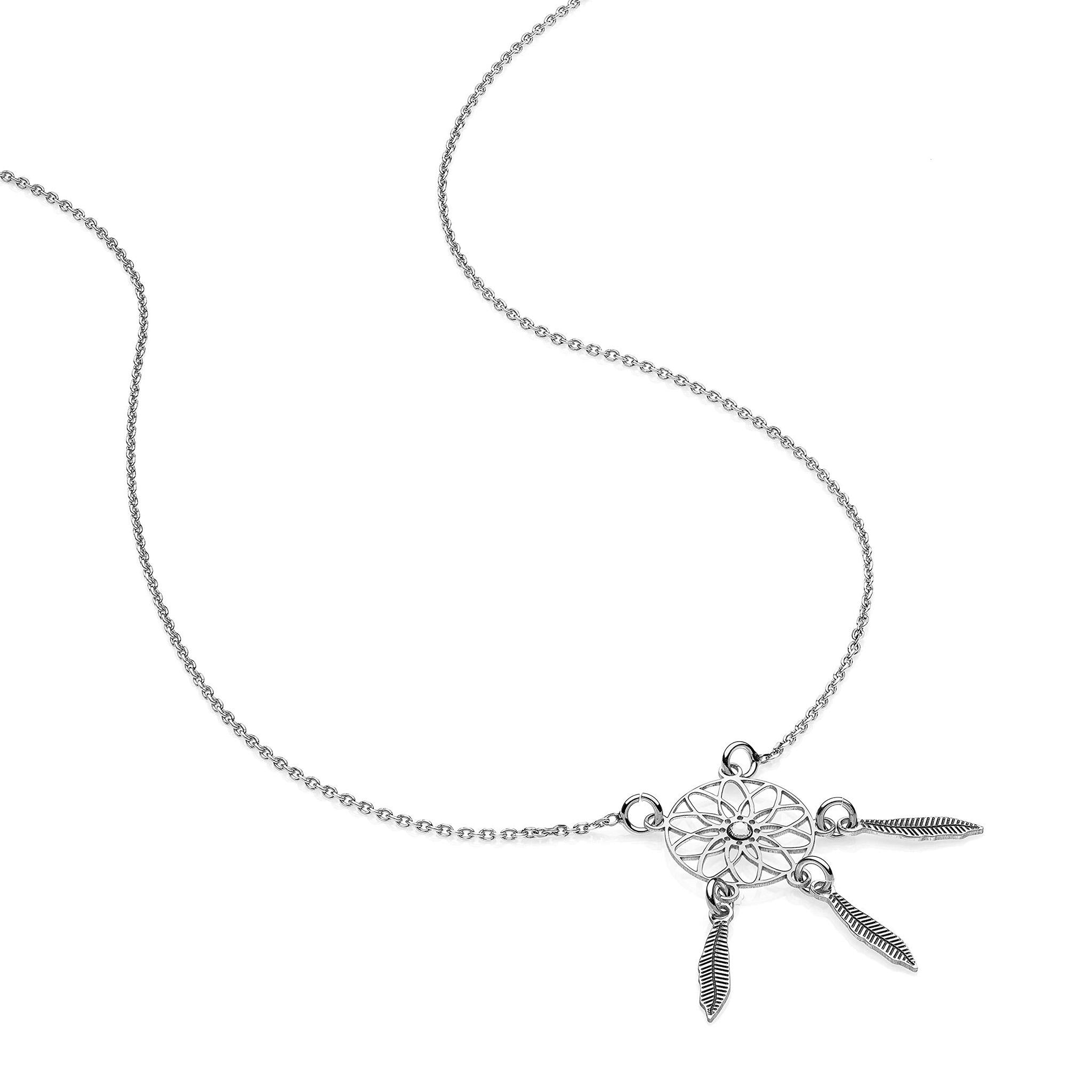 925 Rhodium-Plated Silver Dream Catcher Necklace
