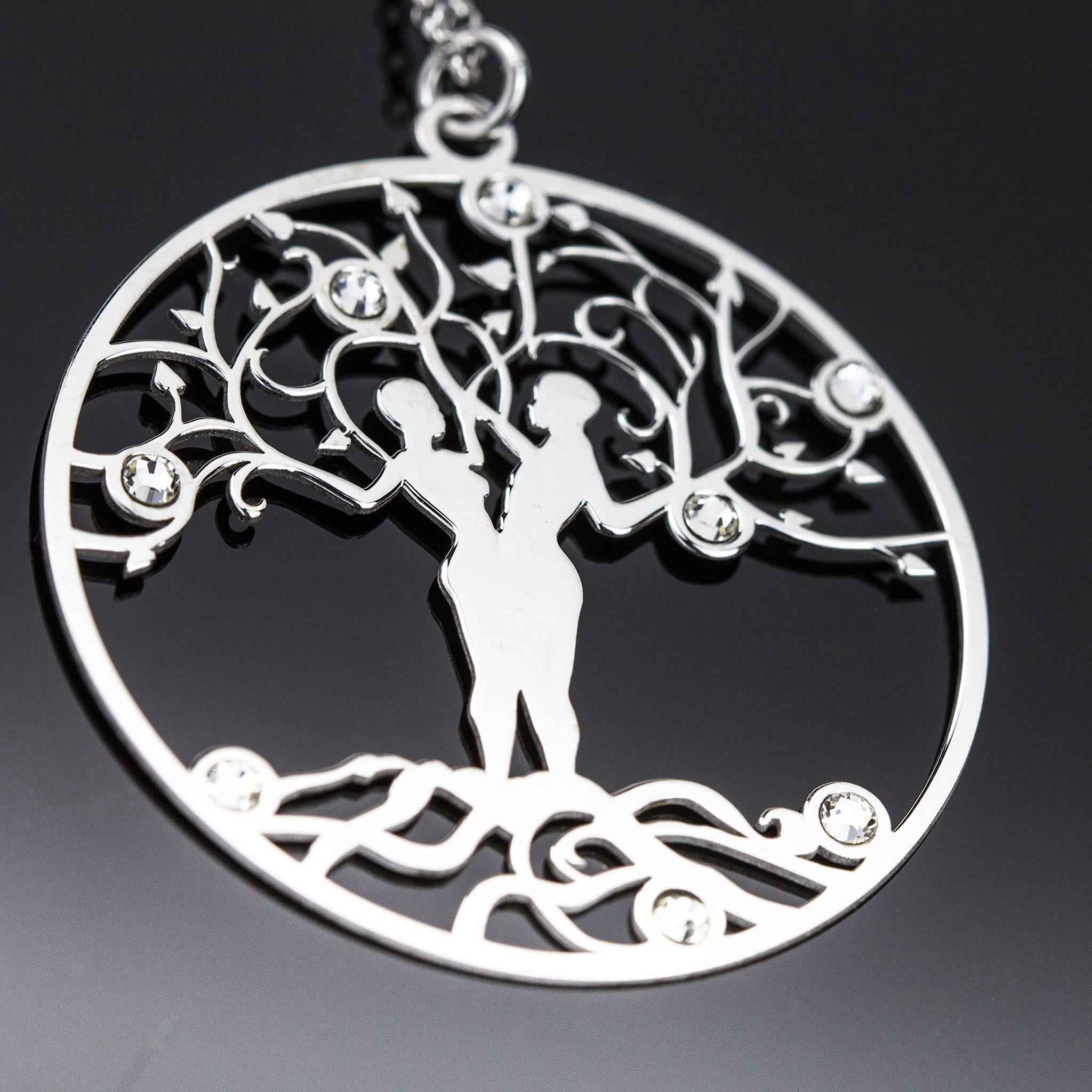 Collana con albero della vita, colore oro rosa su cristallo austriaco Collana con albero della vita, colore oro rosa su cristallo austriaco