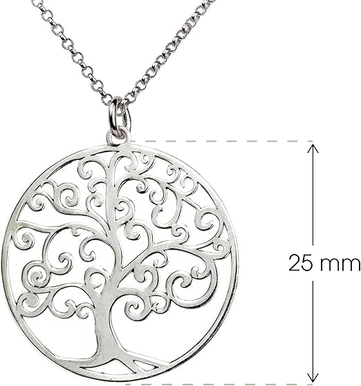 Necklace with Tree of Life "Growth" in Rhodium-Plated 925 Silver