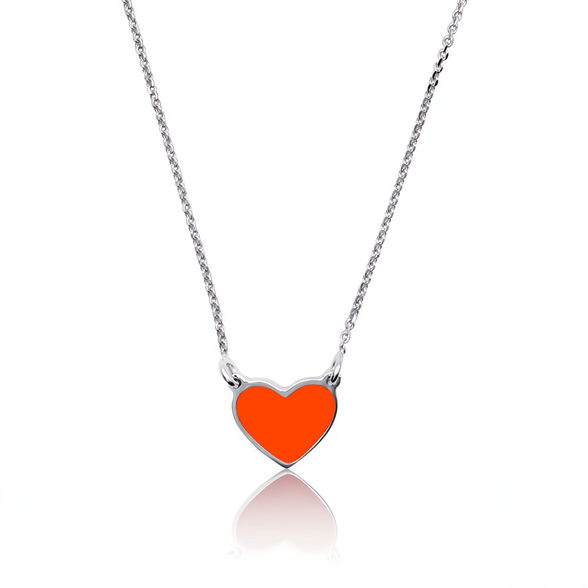 Collana con Ciondolo Cuore Smaltato in Argento 925 Rodiato