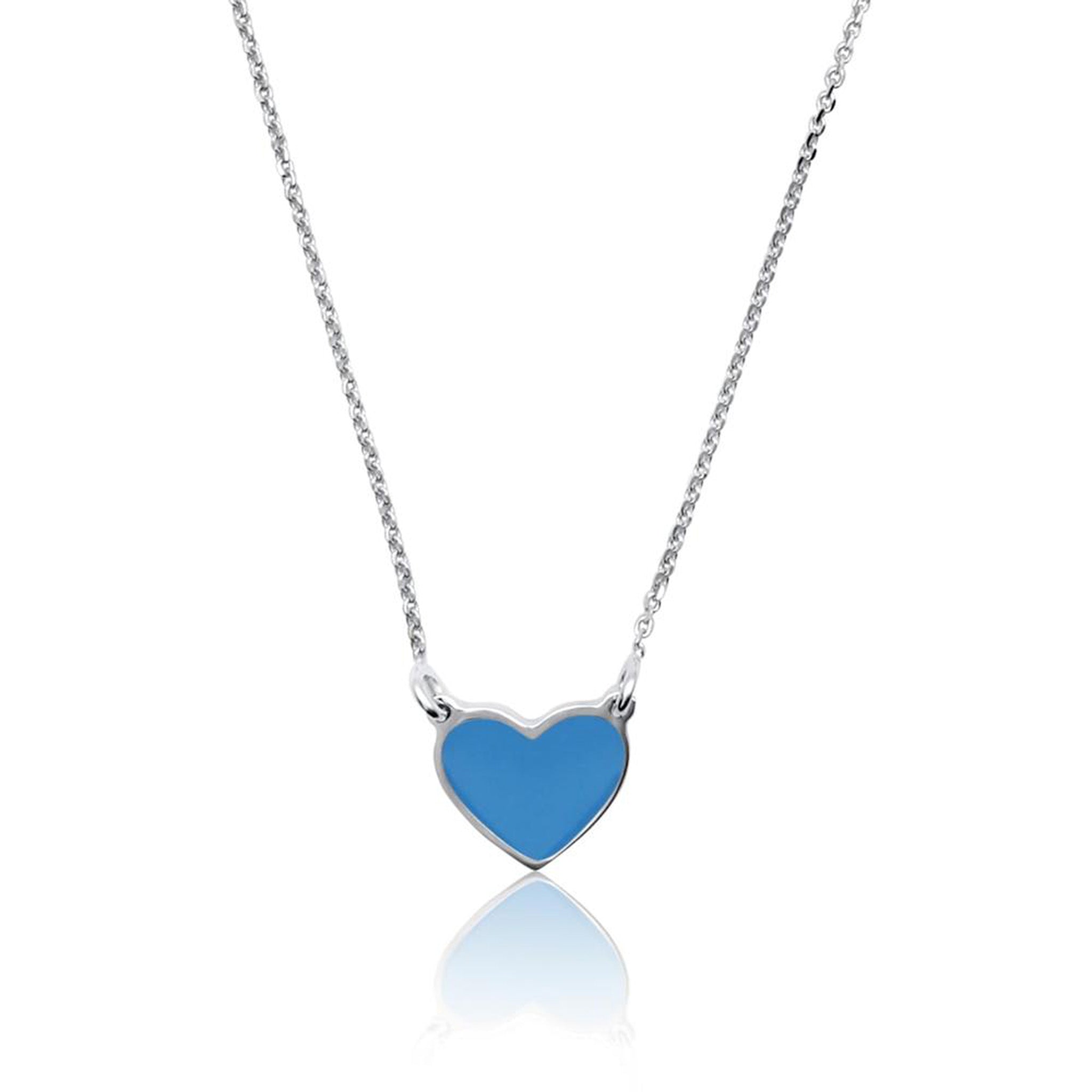 Collana con Ciondolo Cuore Smaltato in Argento 925 Rodiato