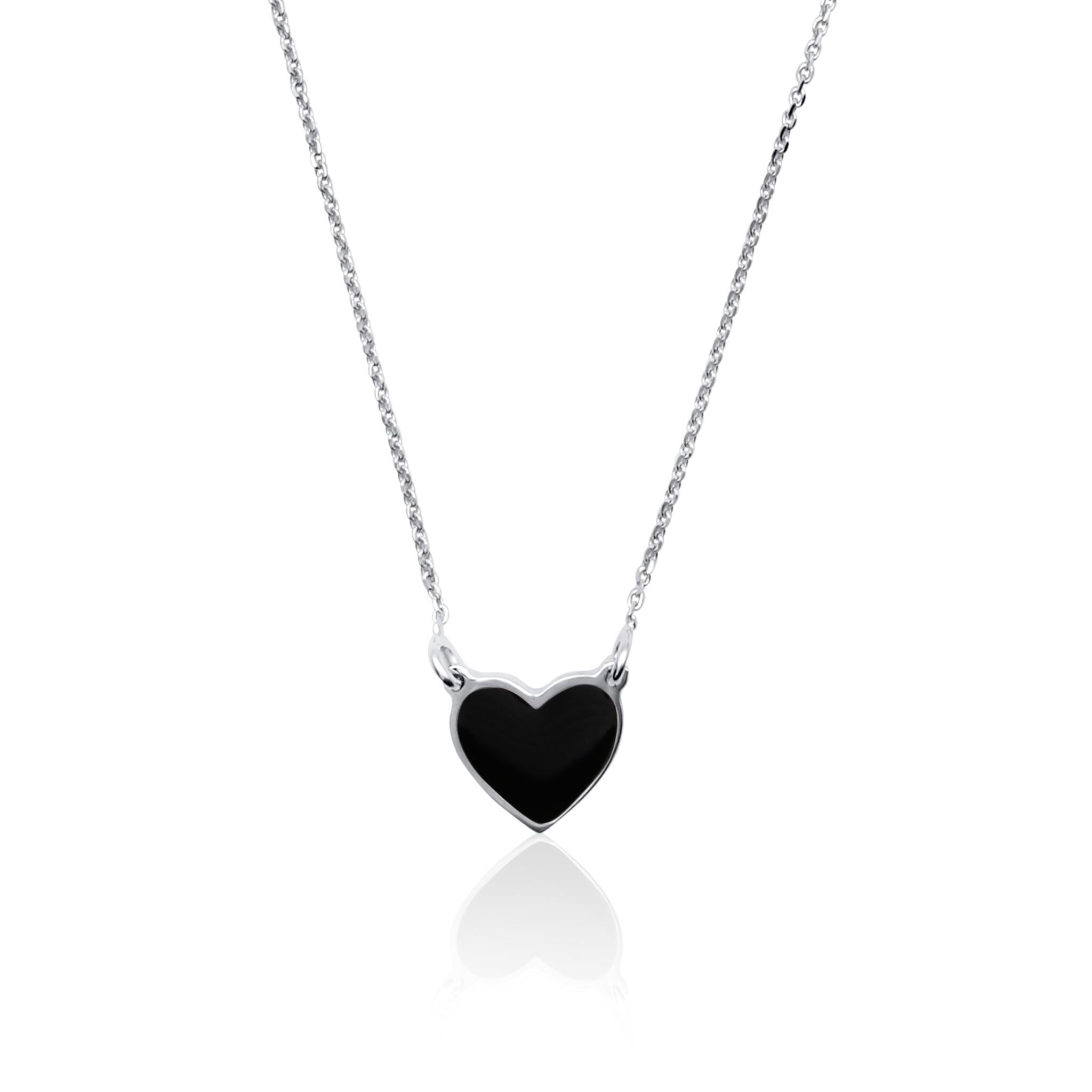 Collana con Ciondolo Cuore Smaltato in Argento 925 Rodiato