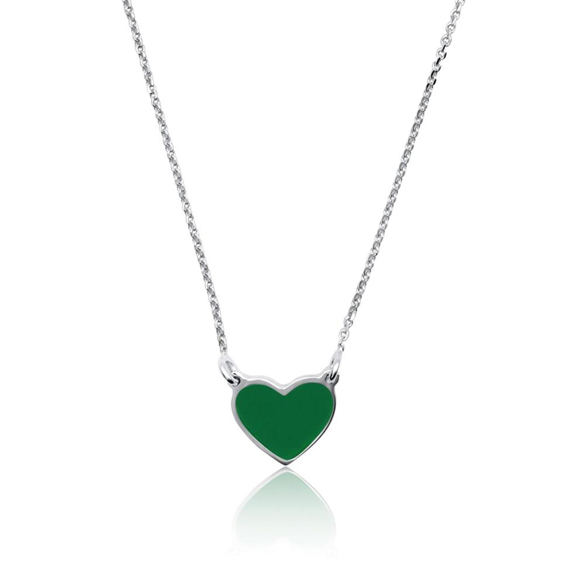 Collana con Ciondolo Cuore Smaltato in Argento 925 Rodiato