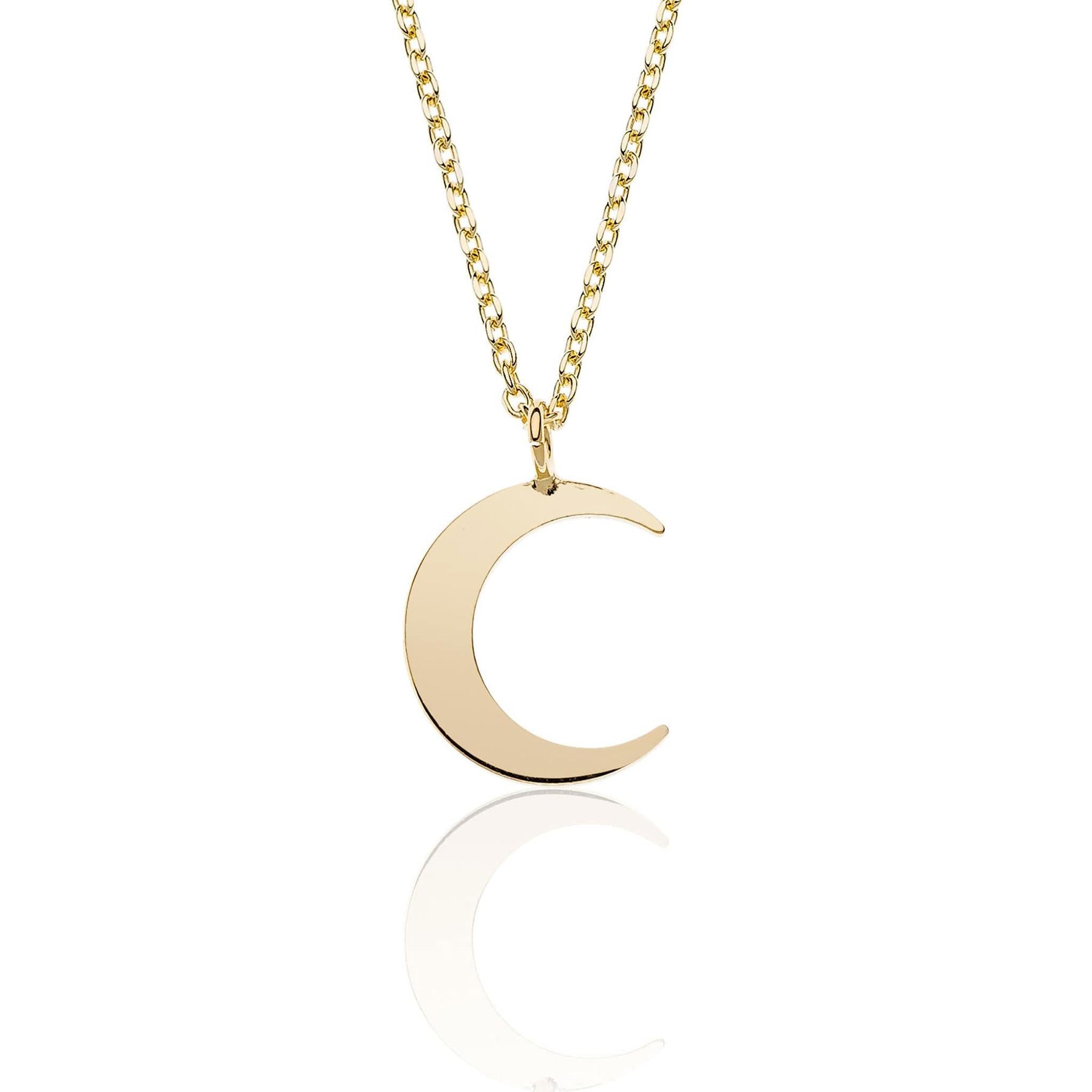 Collana con Ciondolo Luna in Argento 925 Placcato Oro 18K