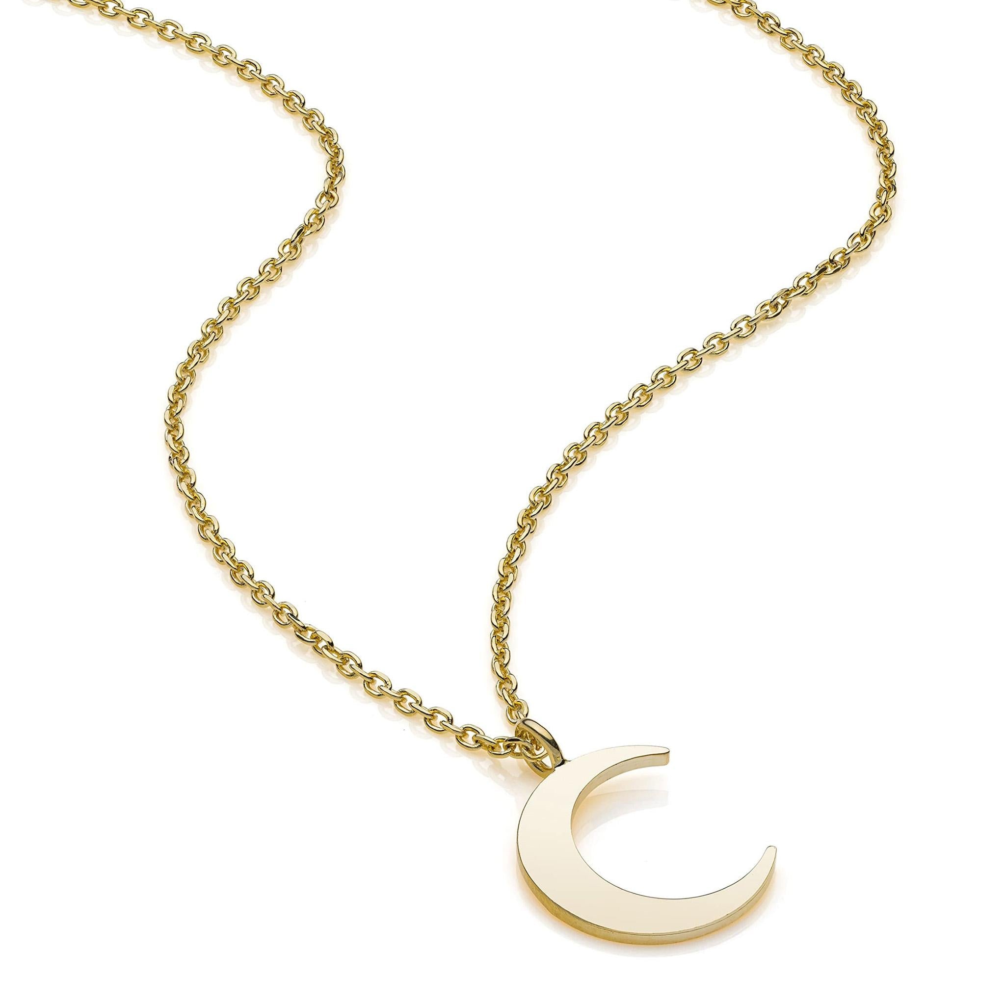 Collana con Ciondolo Luna in Argento 925 Placcato Oro 18K