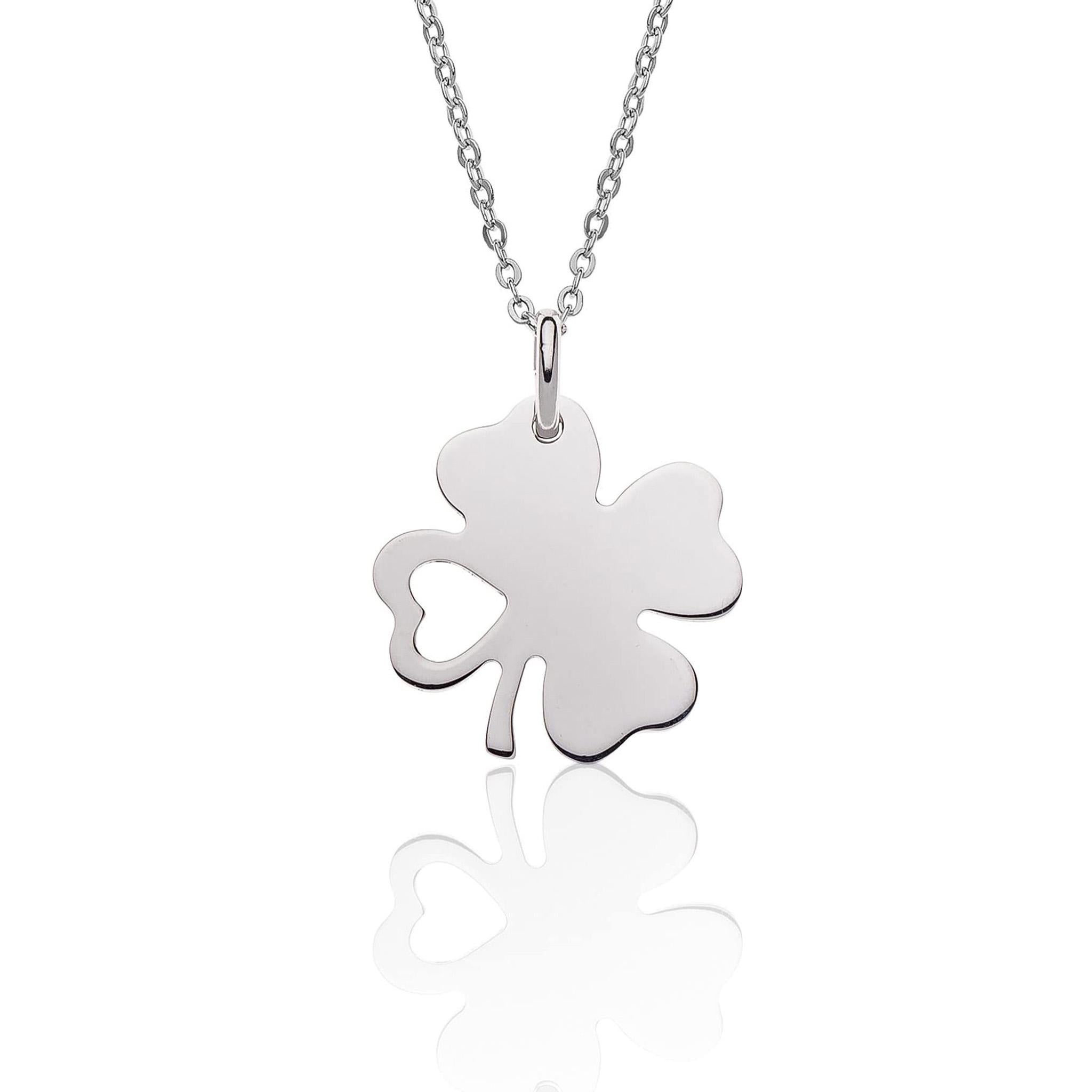 Collana con Quadrifoglio Portafortuna in Argento 925 Rodiato