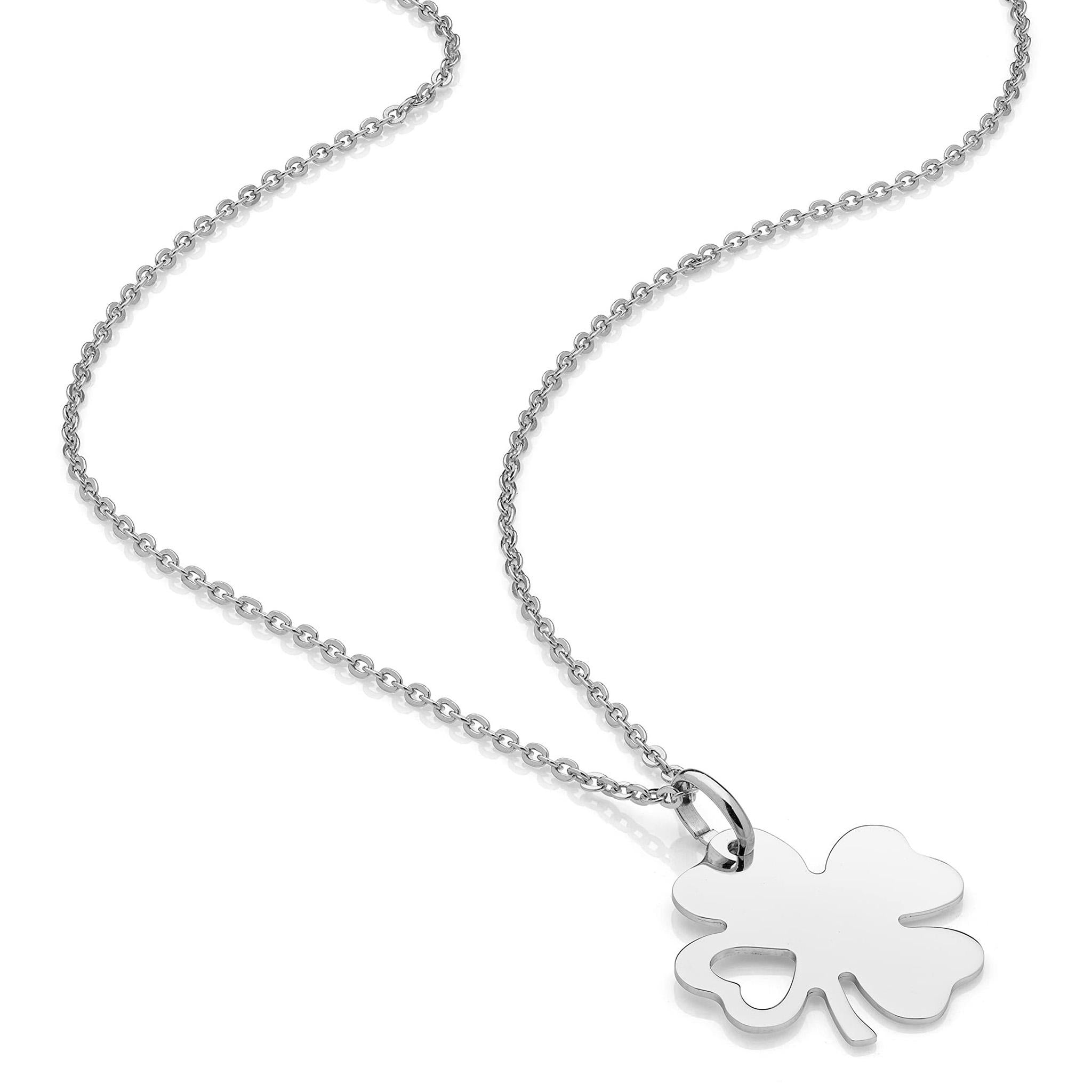 Collana con Quadrifoglio Portafortuna in Argento 925 Rodiato