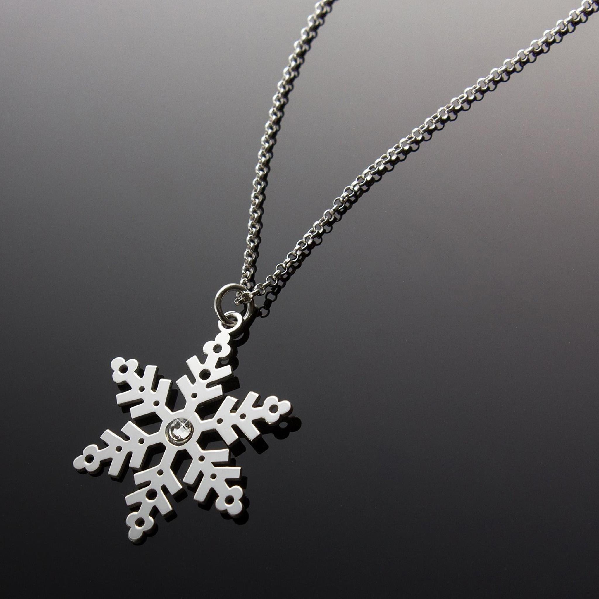 Collana con Fiocco di Neve in Argento 925 Rodiato