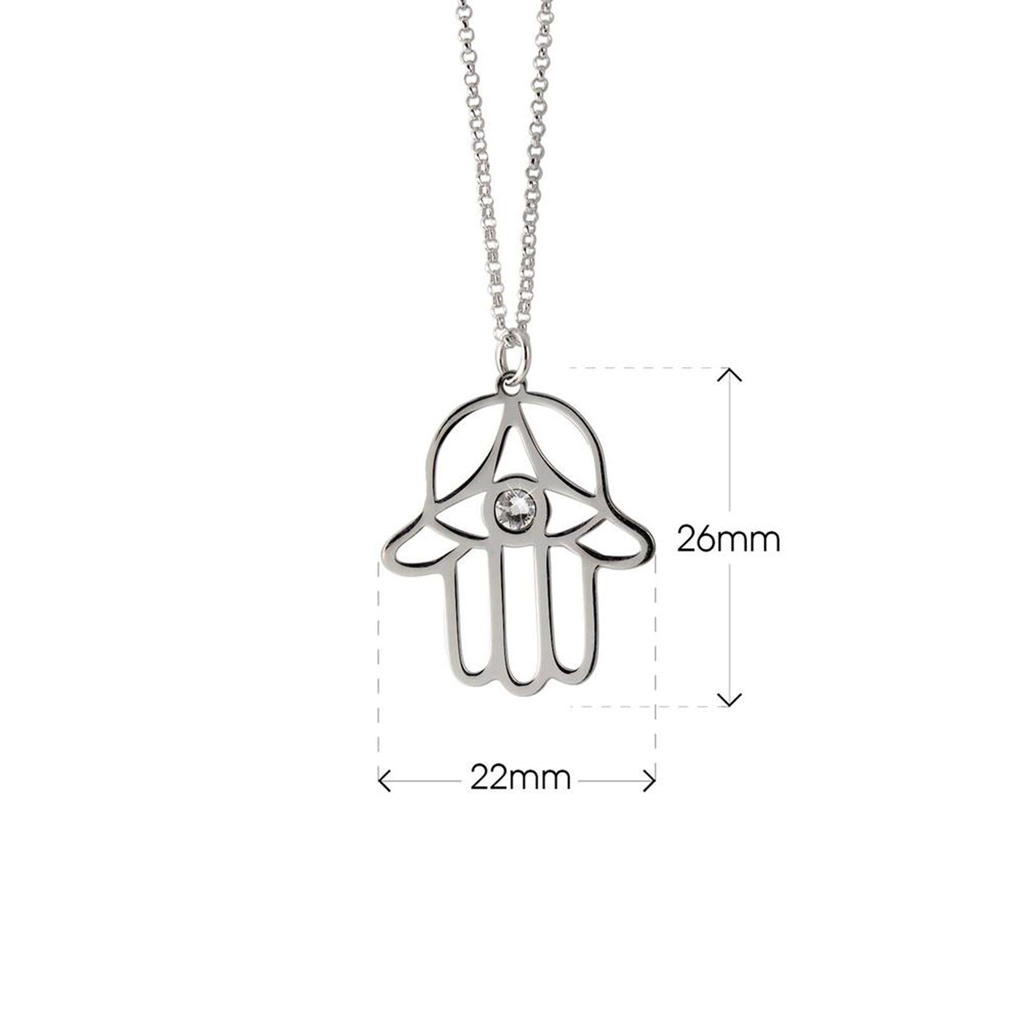 Collana con Mano di Fatima e Cristallo in Argento 925 Rodiato