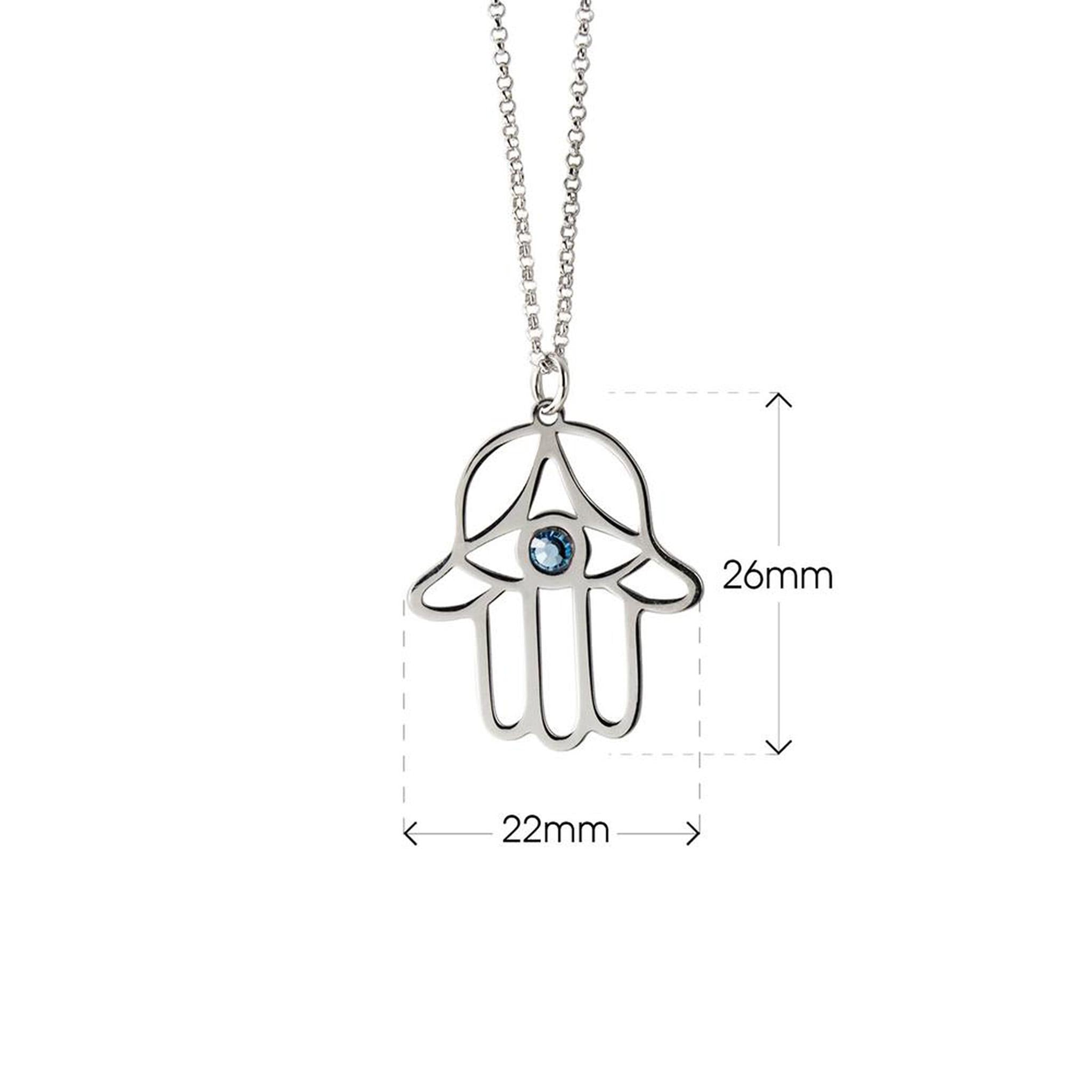 Collana con Mano di Fatima e Cristallo in Argento 925 Rodiato