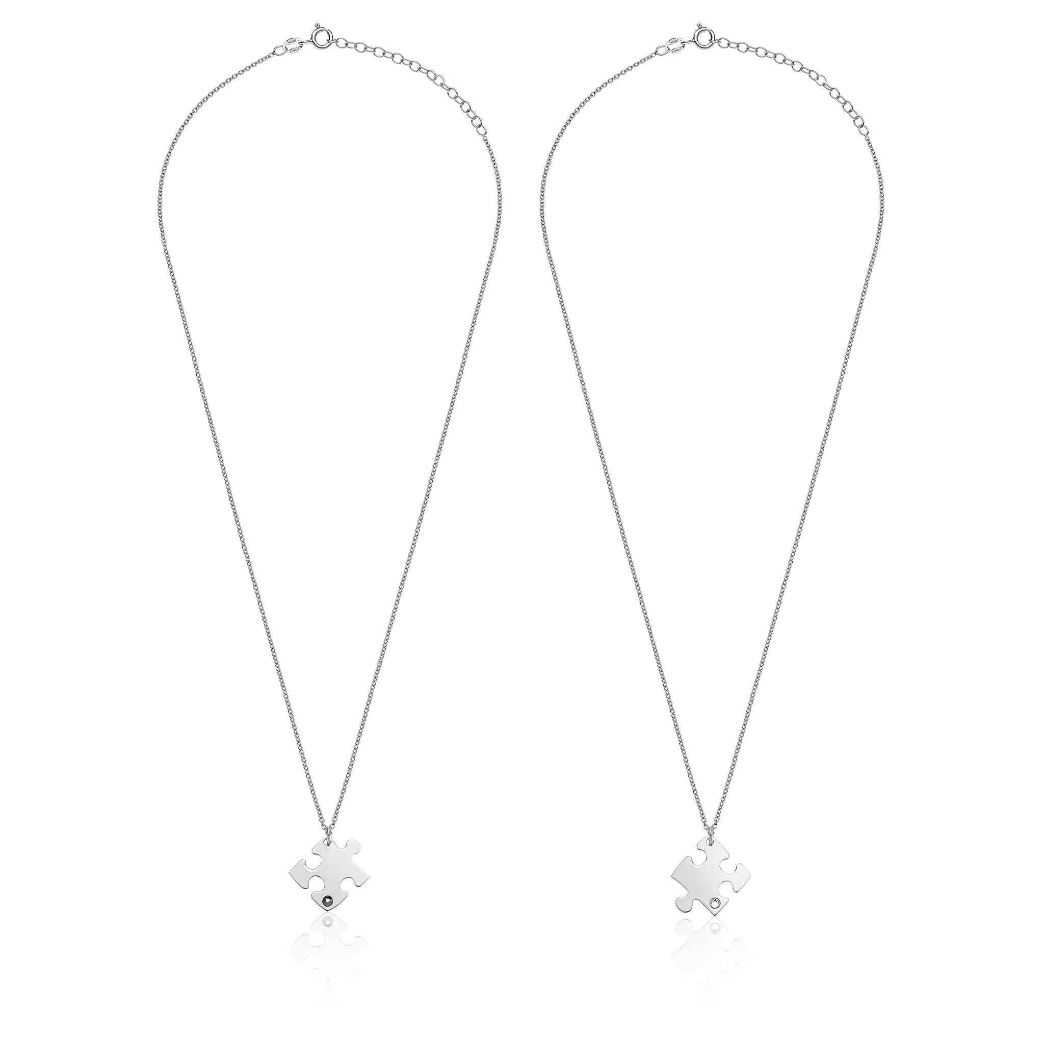 Collana Coppia con Puzzle in Argento 925 Rodiato