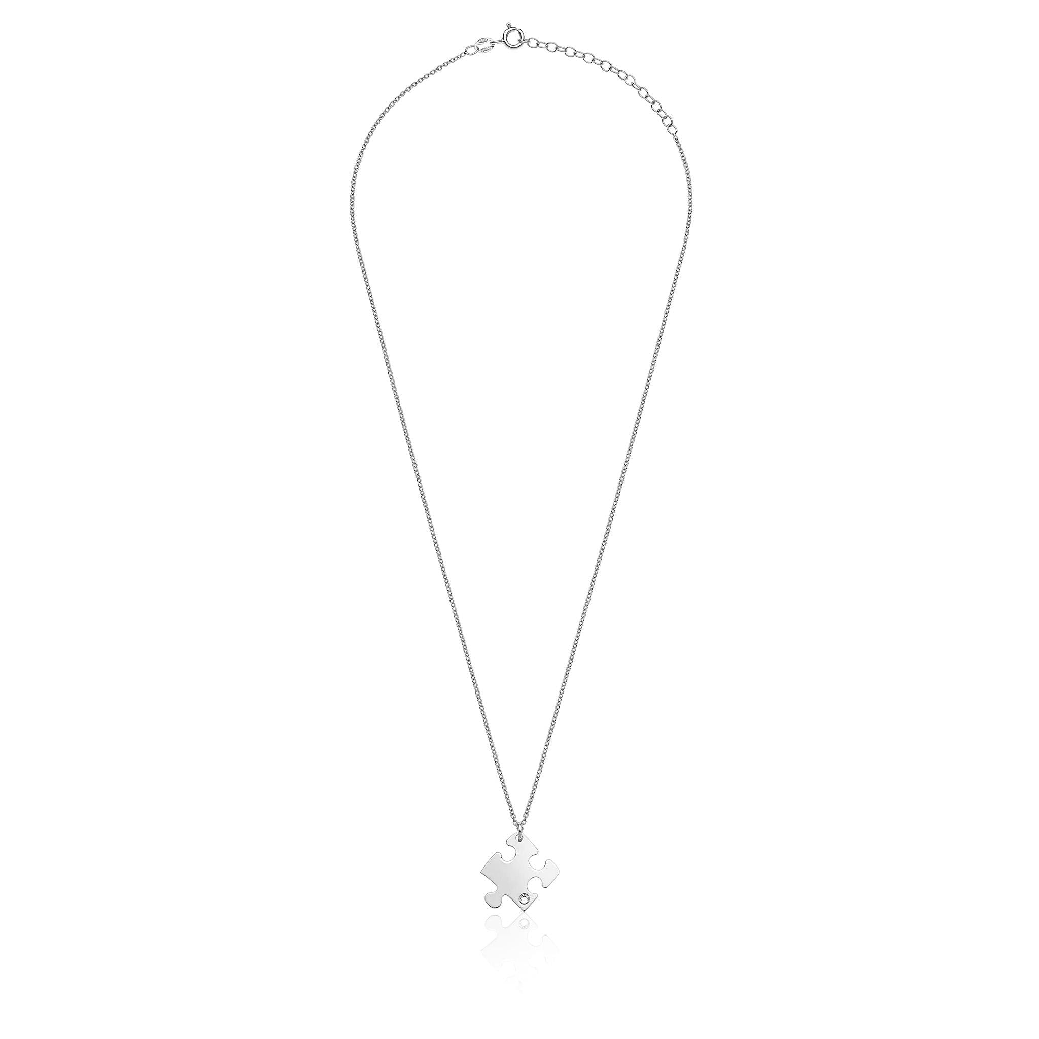 Collana Coppia con Puzzle in Argento 925 Rodiato