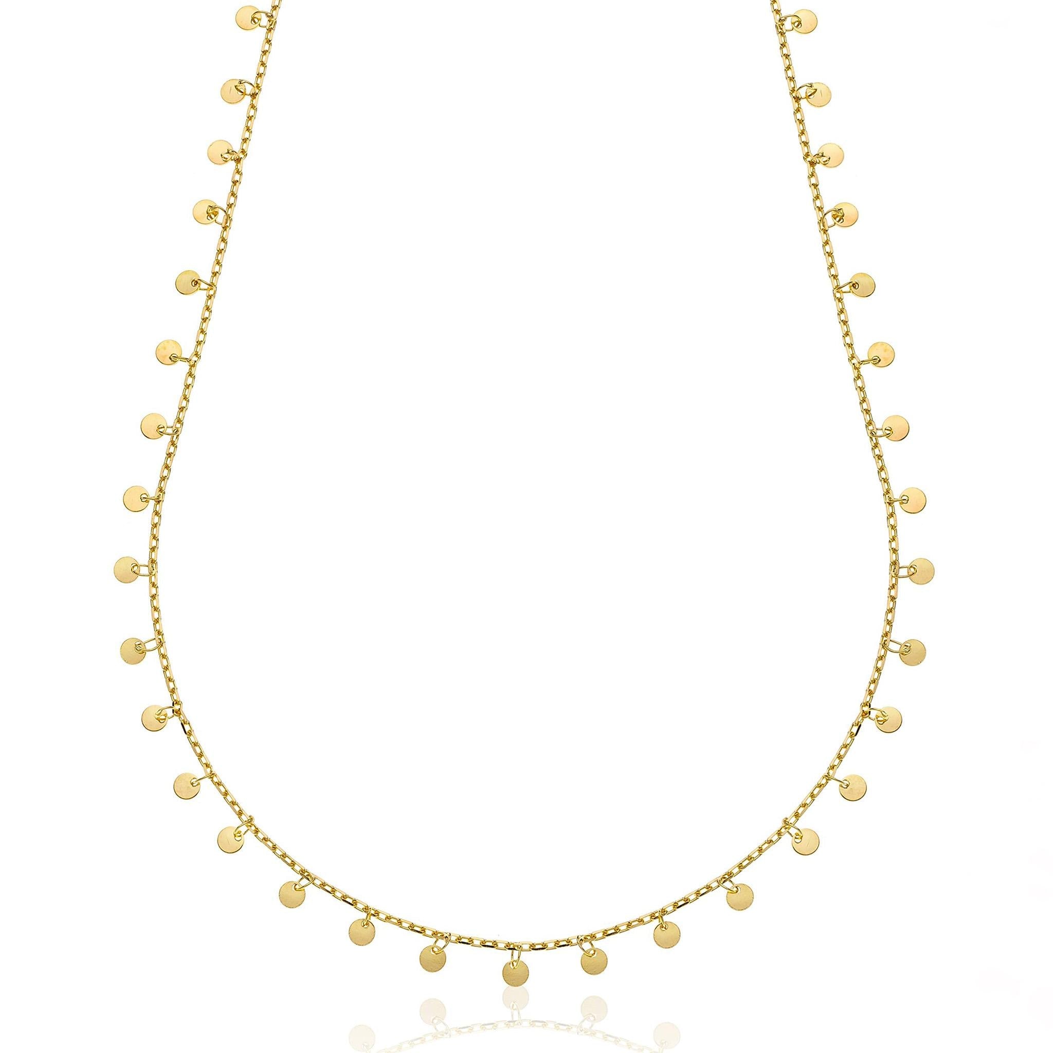 Collana Girocollo con Pendenti Tondi in Argento 925 Placcato Oro 18K